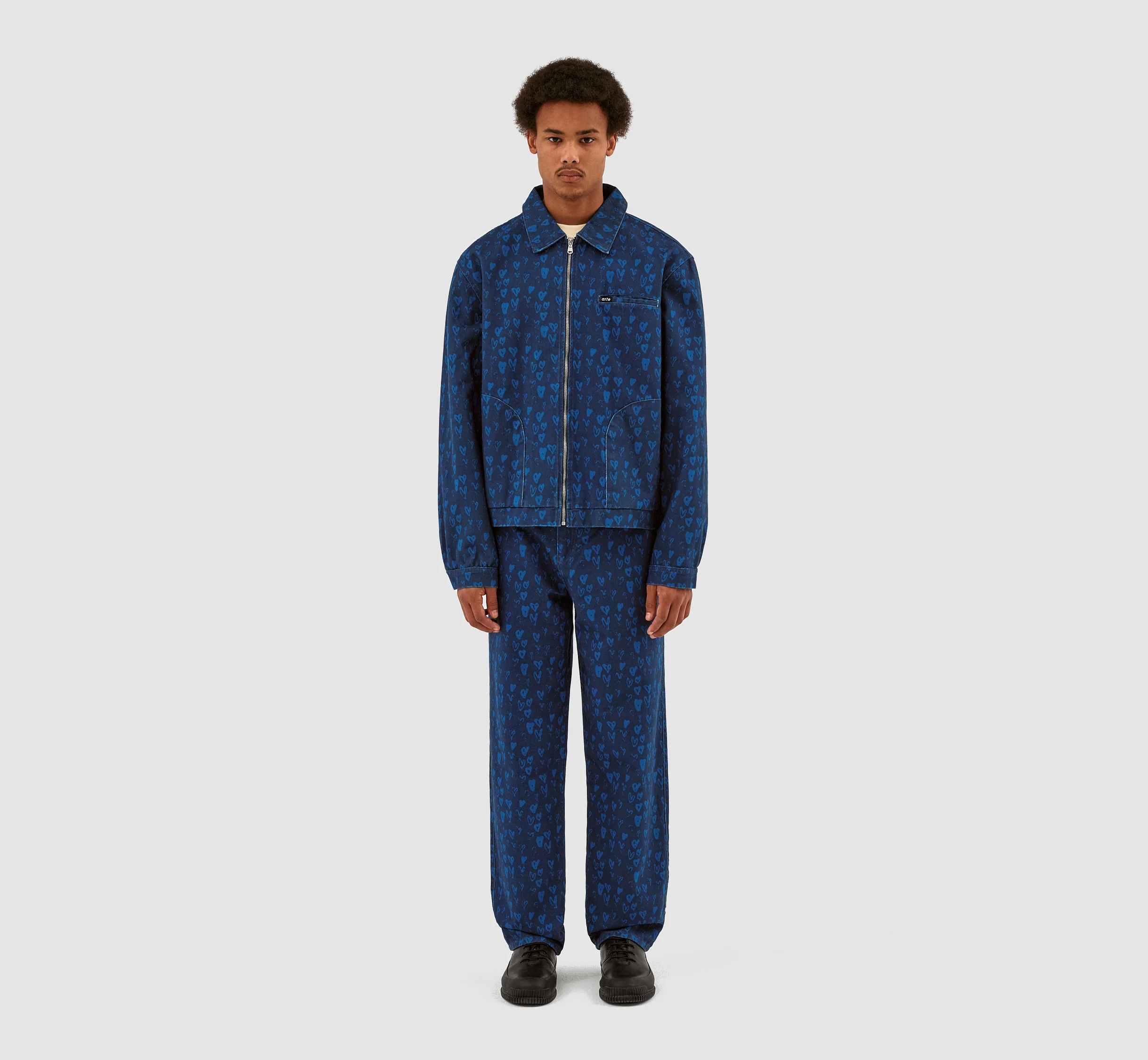 Jean Allover Heart Jacket - Navy/Blue - Image 5