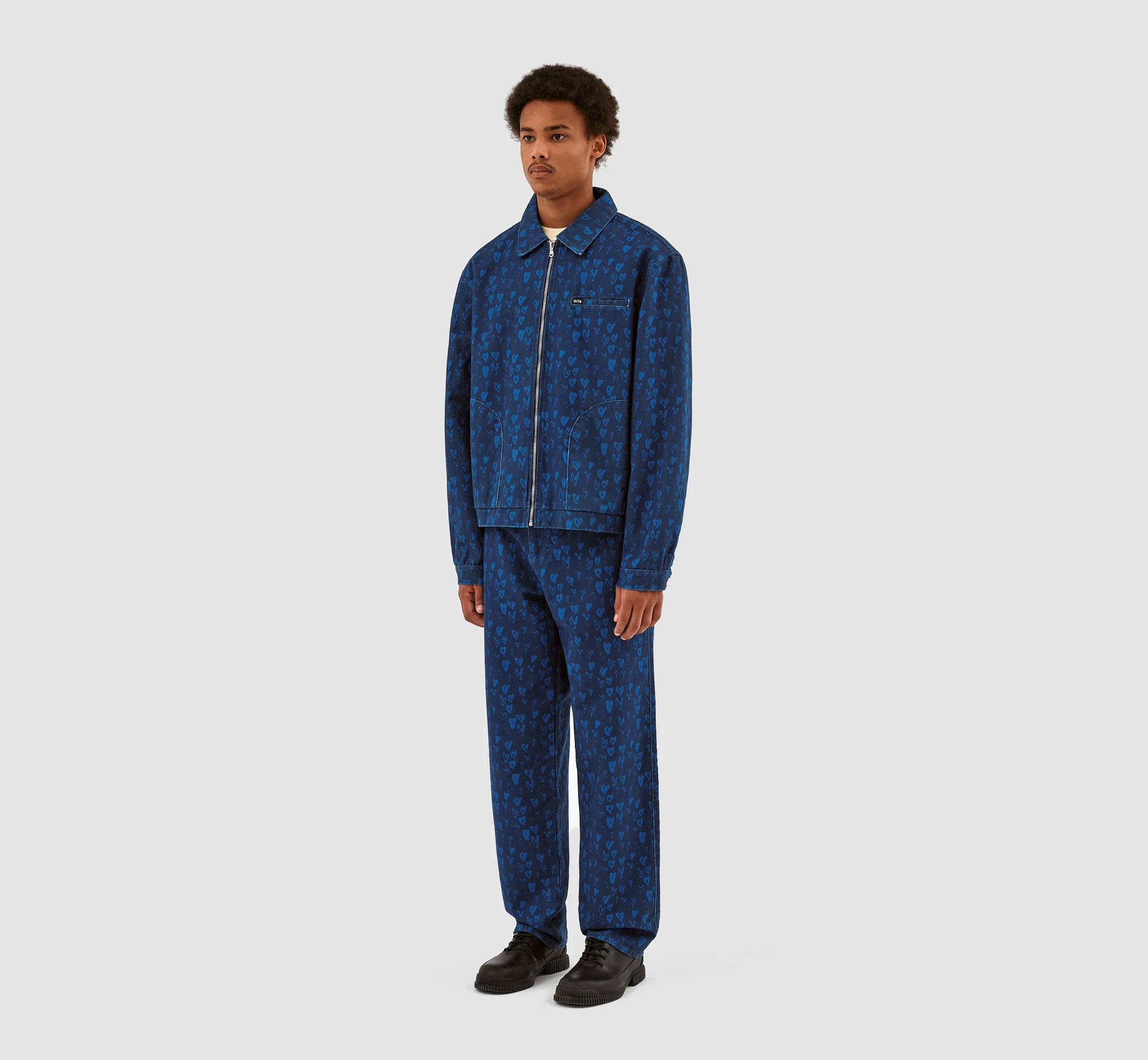 Jean Allover Heart Jacket - Navy/Blue - Image 6