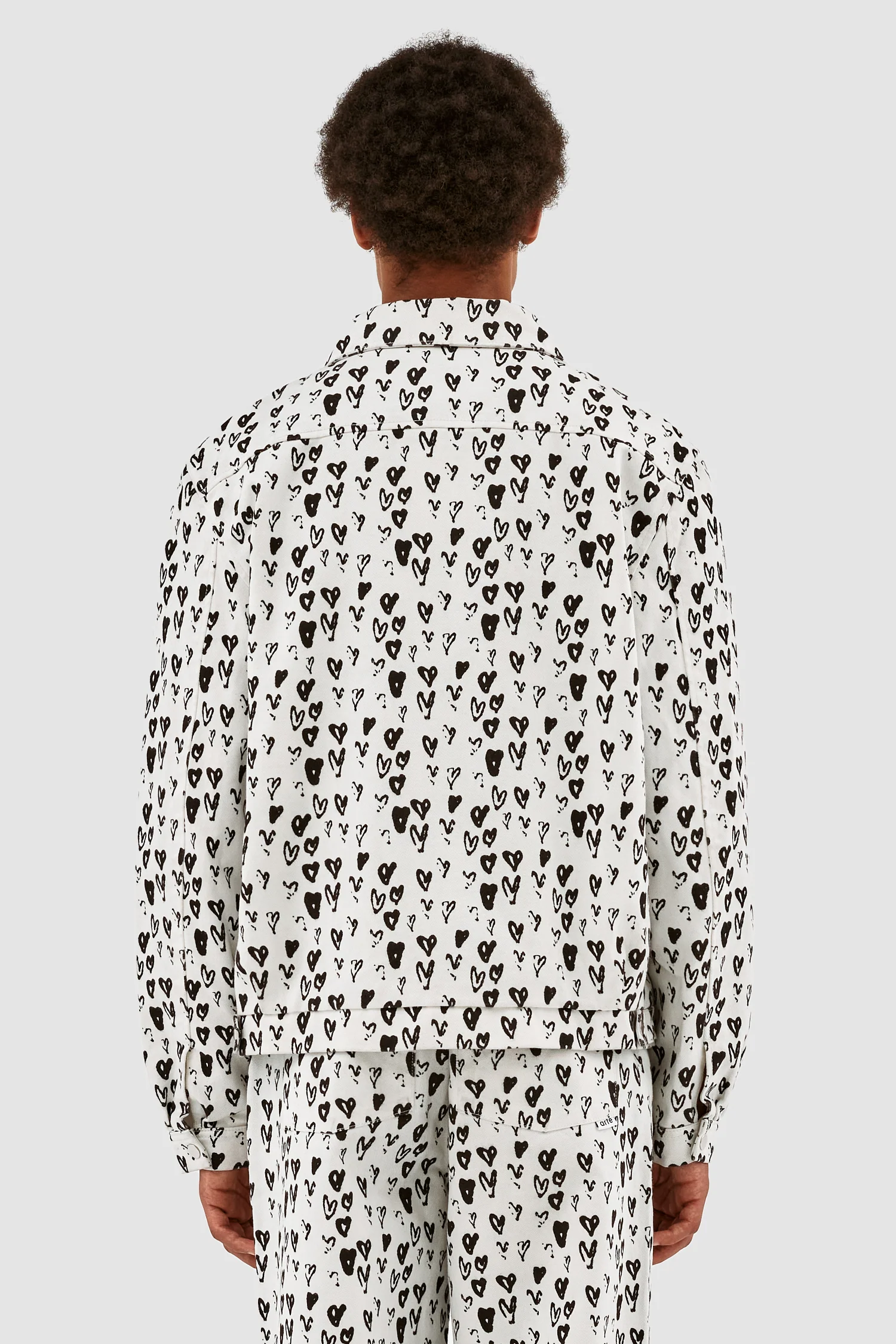 Jean Allover Heart Jacket - White/Black - Image 3