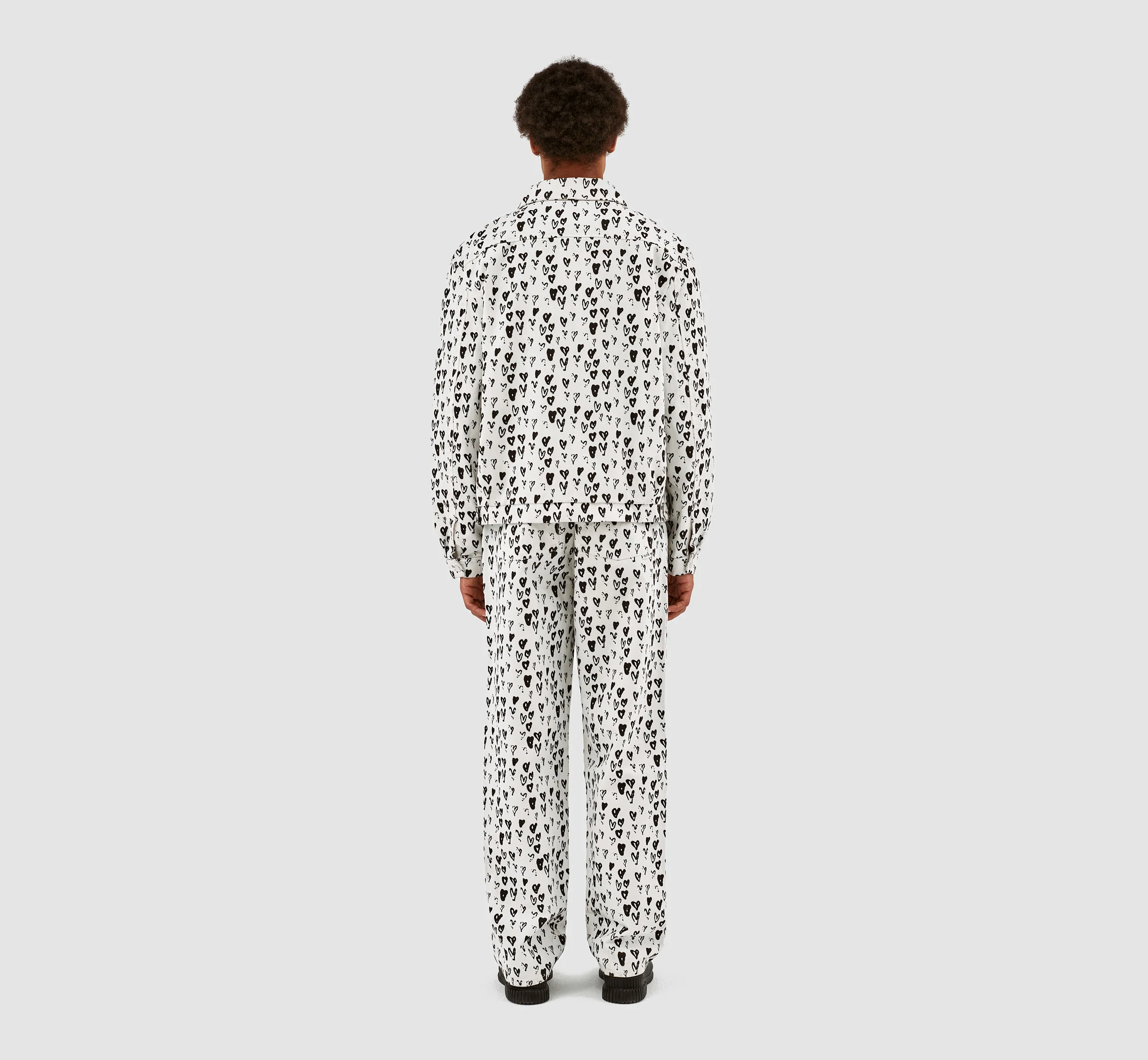 Jean Allover Heart Jacket - White/Black - Image 7