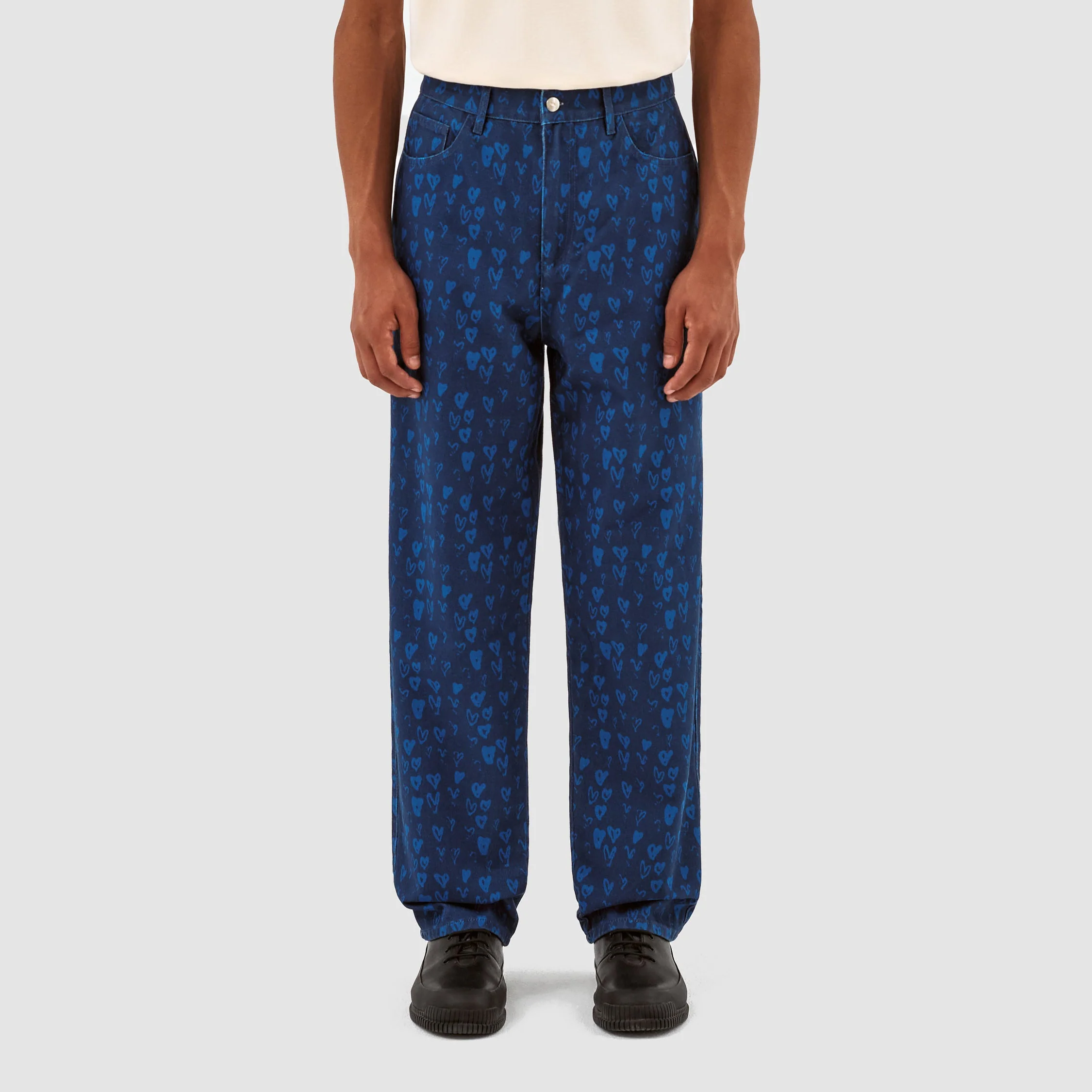Jean Allover Heart Pants - Navy/Blue