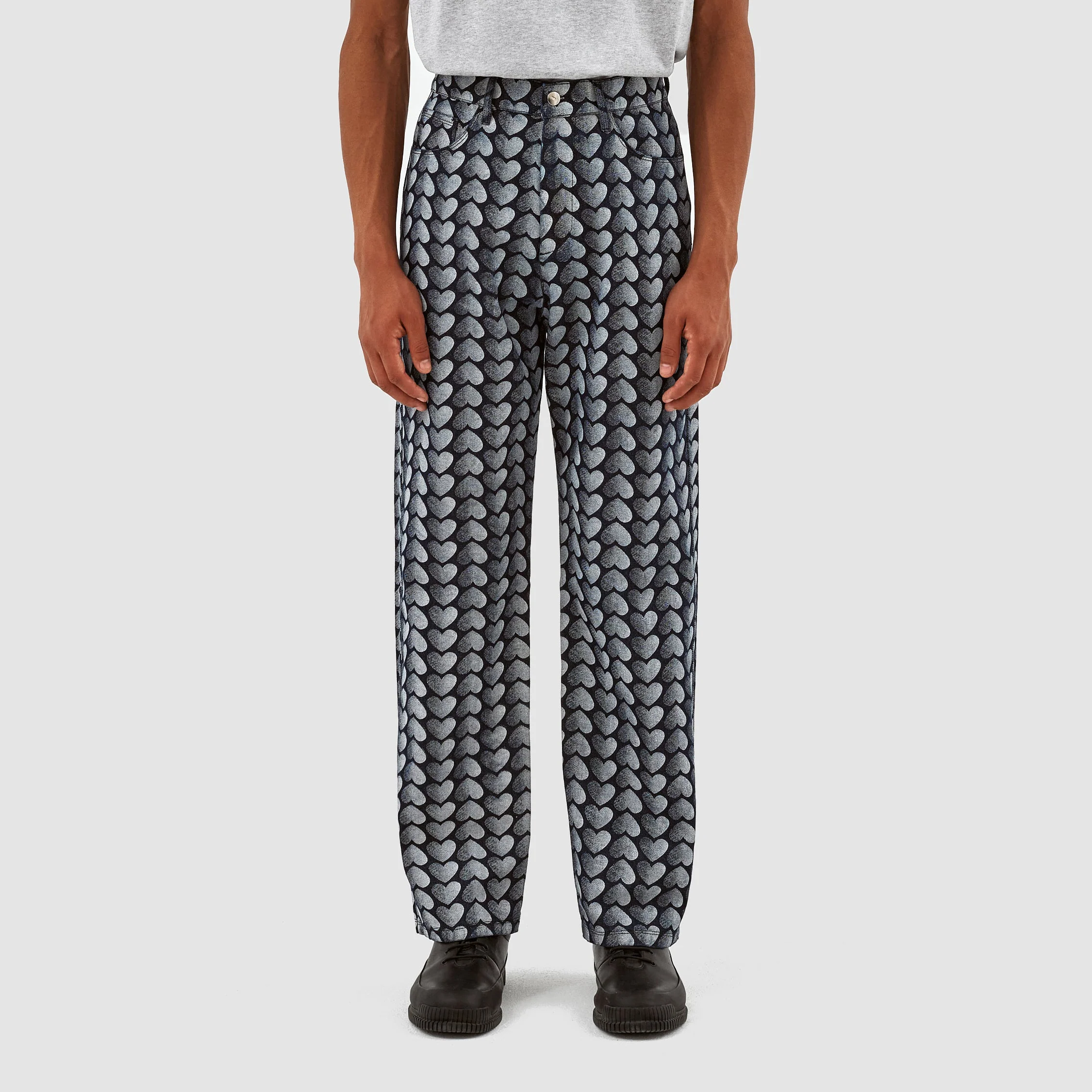 Jean Allover Heart Pants - Washed Denim