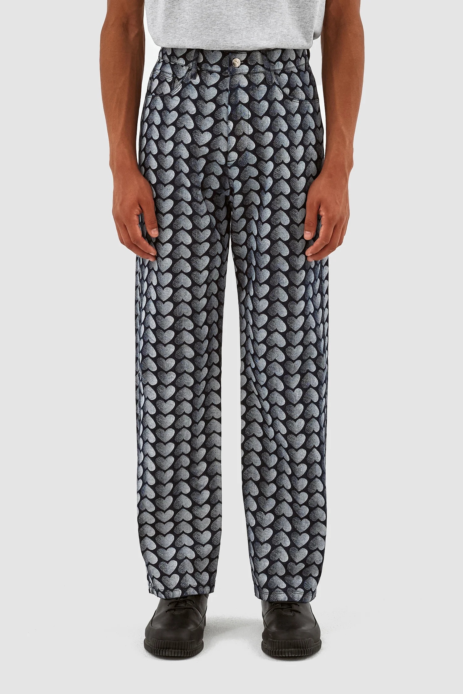 Jean Allover Heart Pants - Washed Denim - Image 2