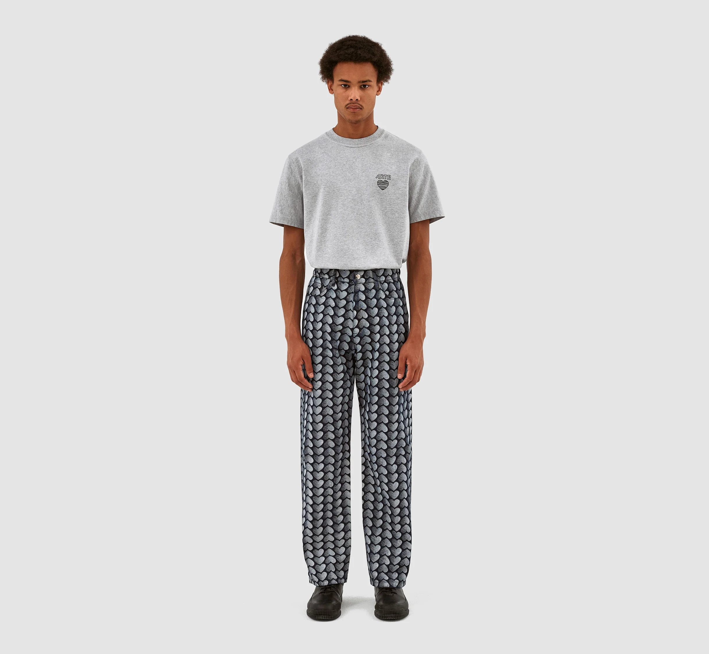 Jean Allover Heart Pants - Washed Denim - Image 5