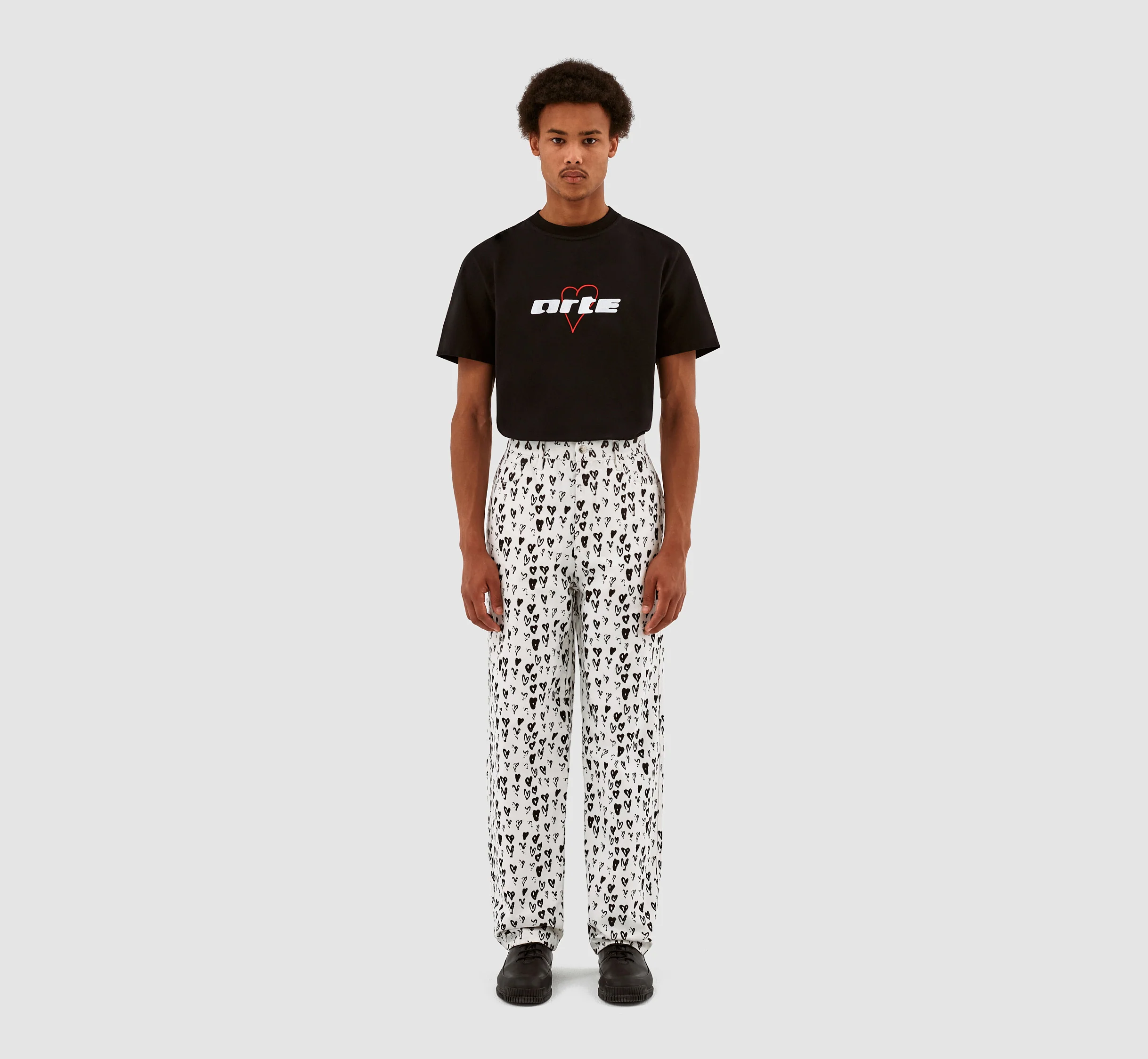 Jean Allover Heart Pants - White/Black - Image 5