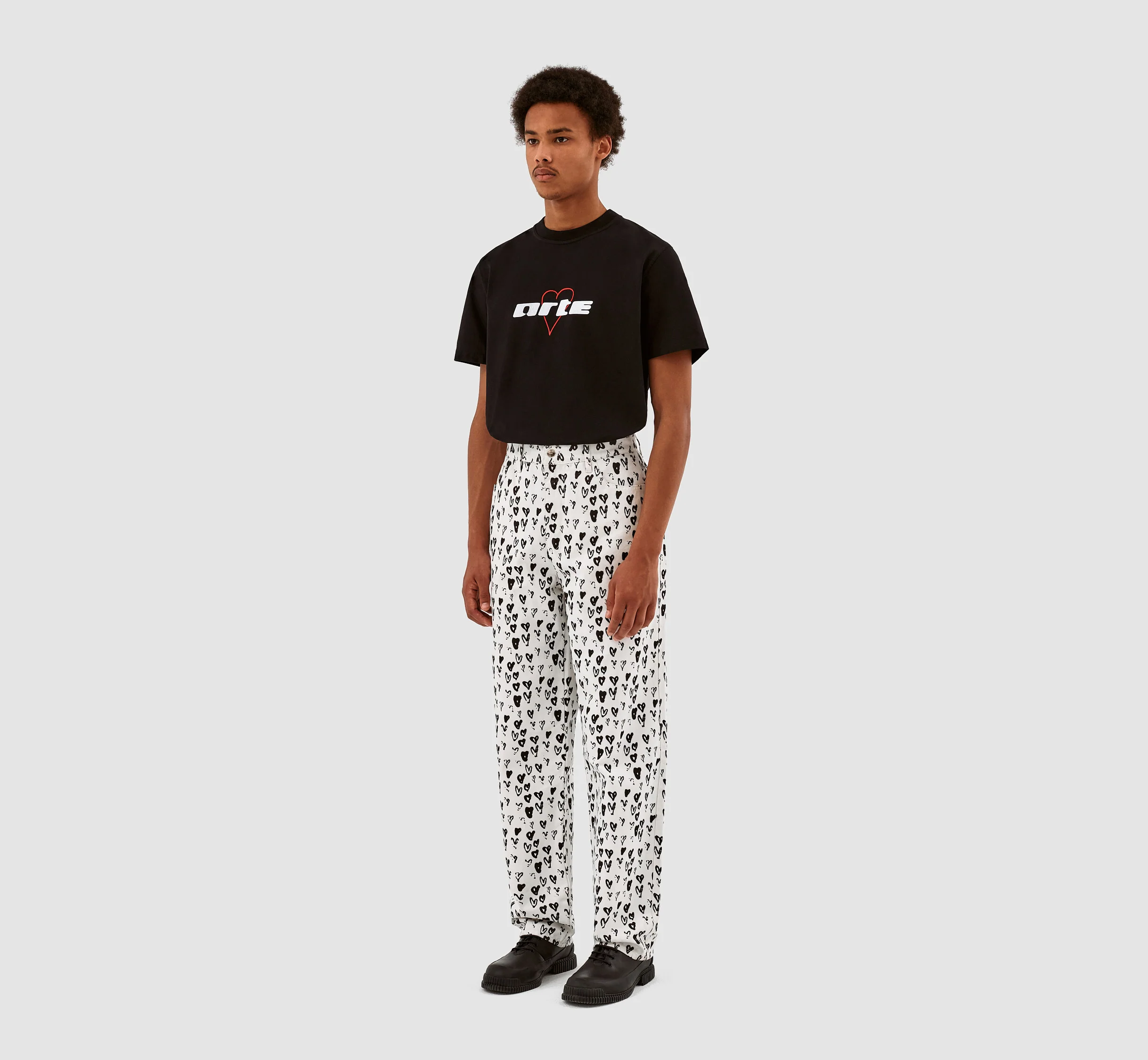 Jean Allover Heart Pants - White/Black - Image 6