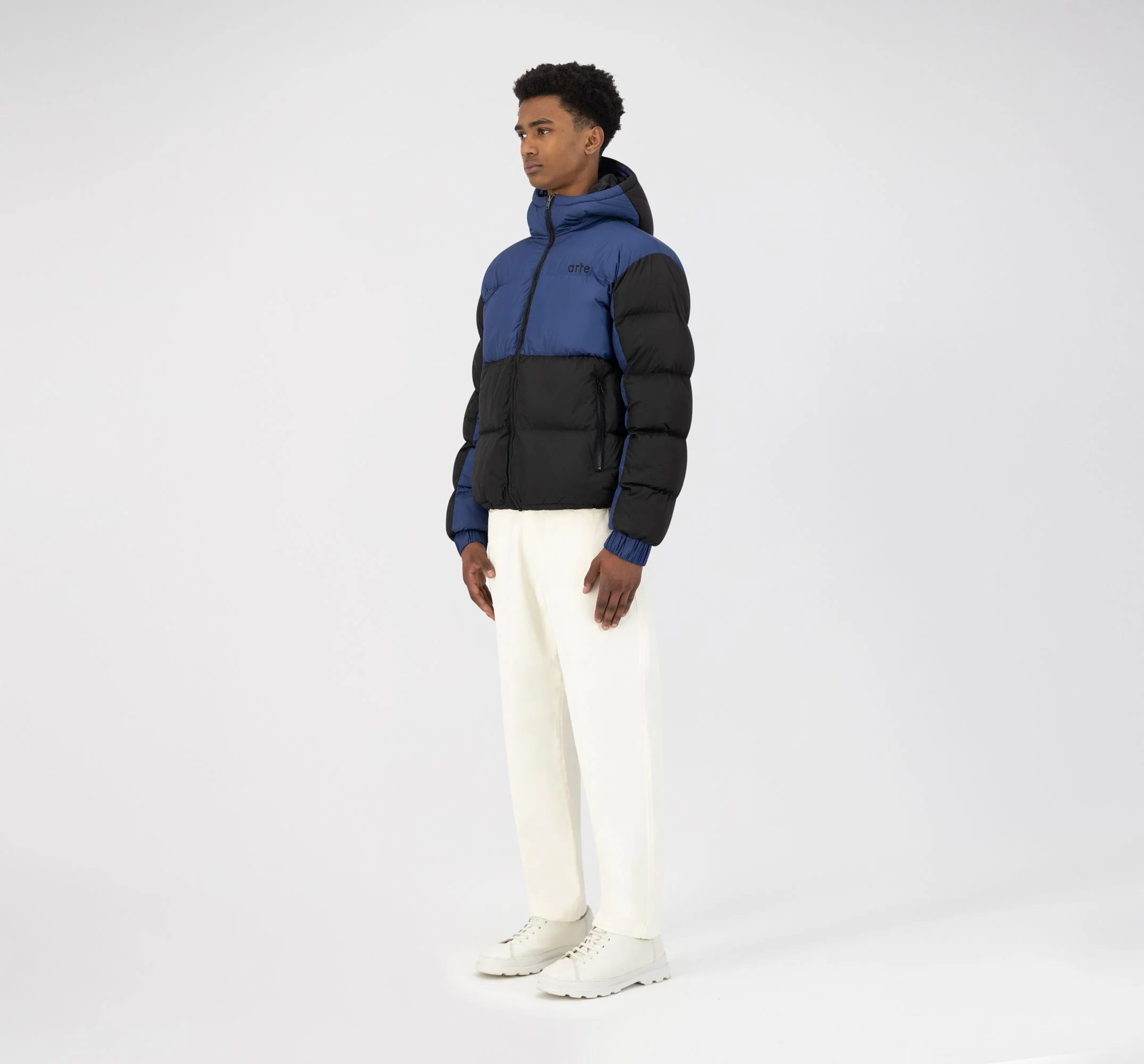 Joey Double Puffer Jacket - Blue/Black - Image 5