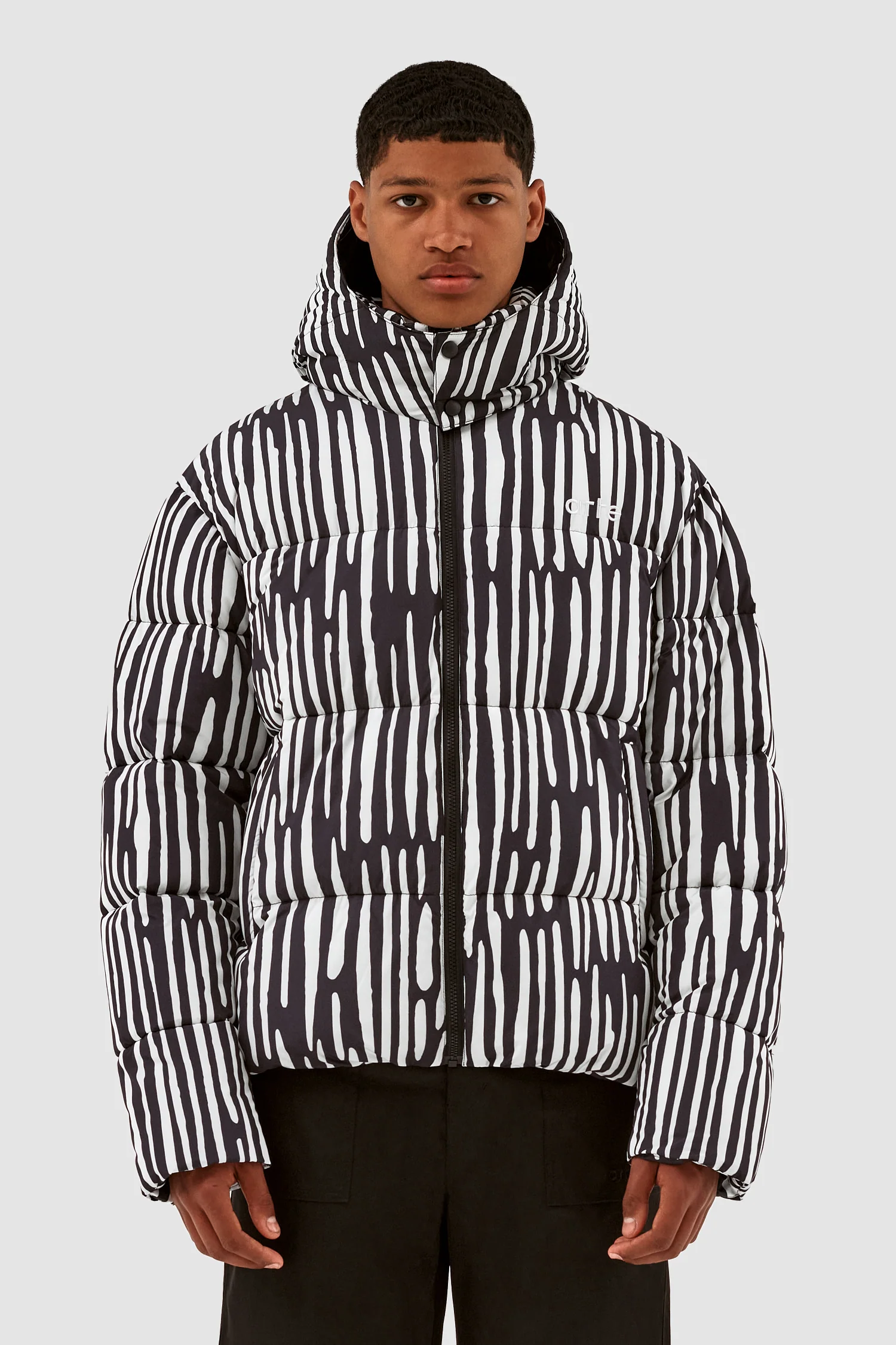 Joey Pereira Puffer Jacket - Black/White - Image 2