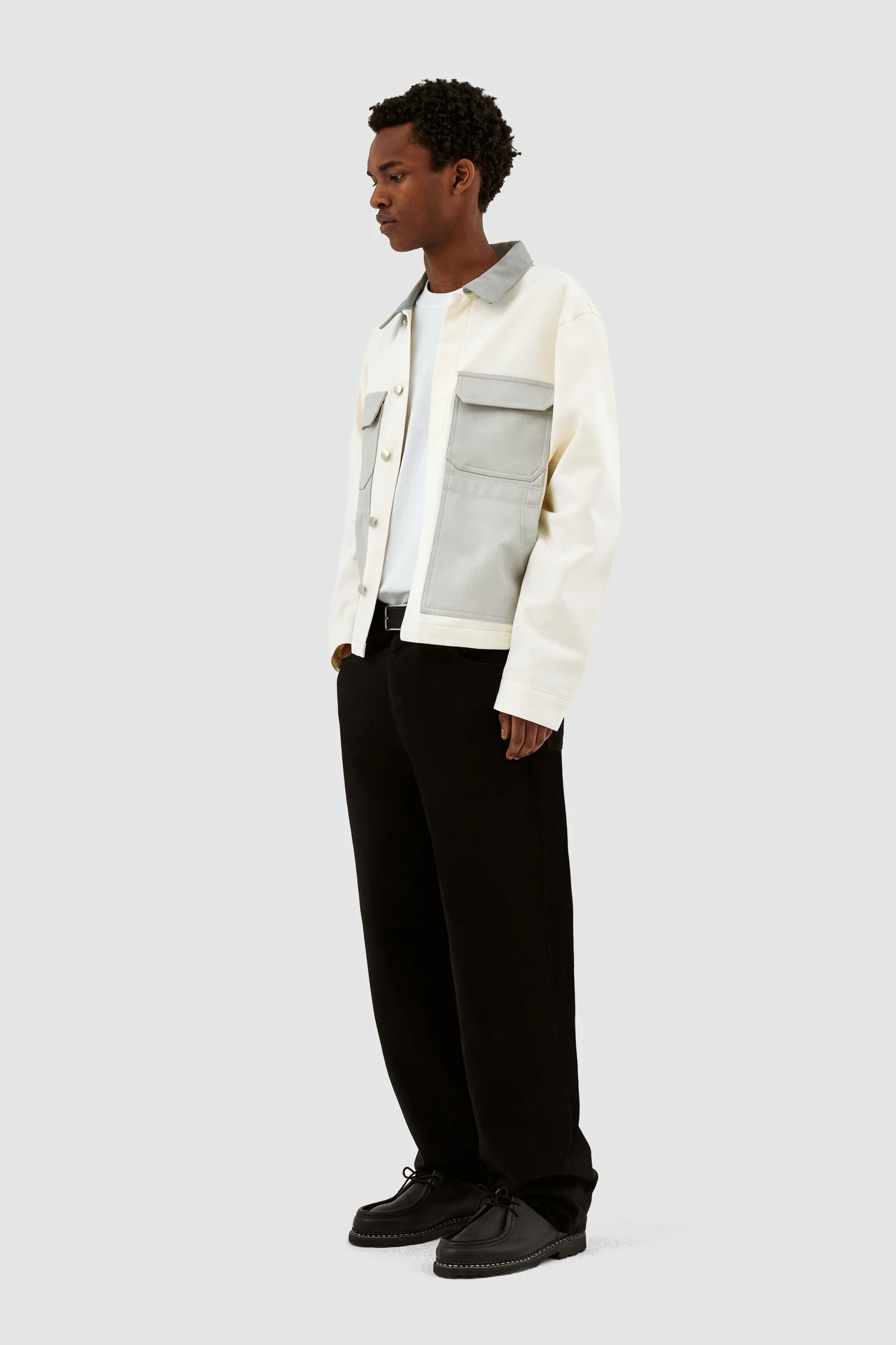 John Contrast Jacket - Cream/Grey - Image 5