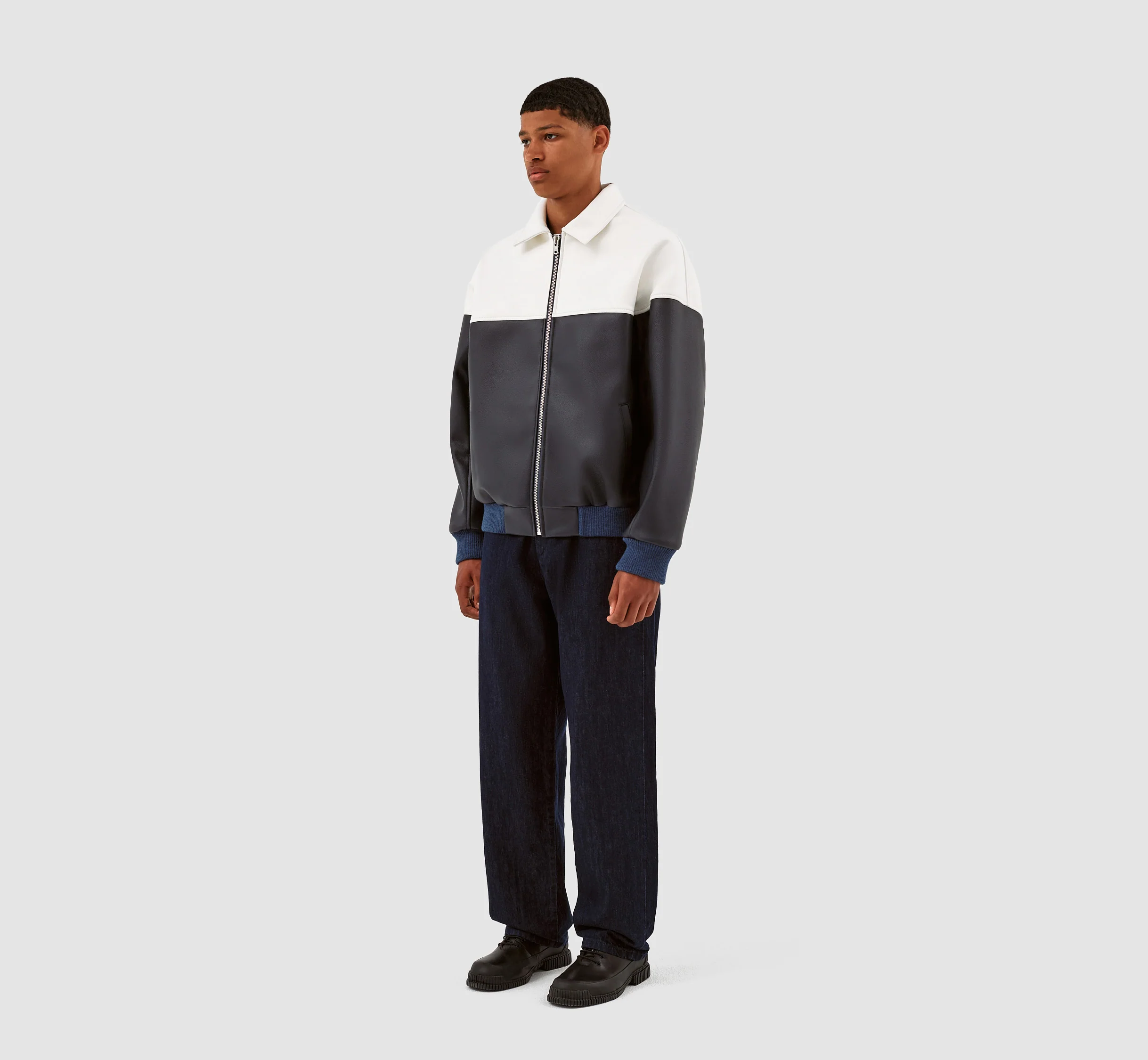 Jonah Colorblock Jacket - White/Navy - Image 5