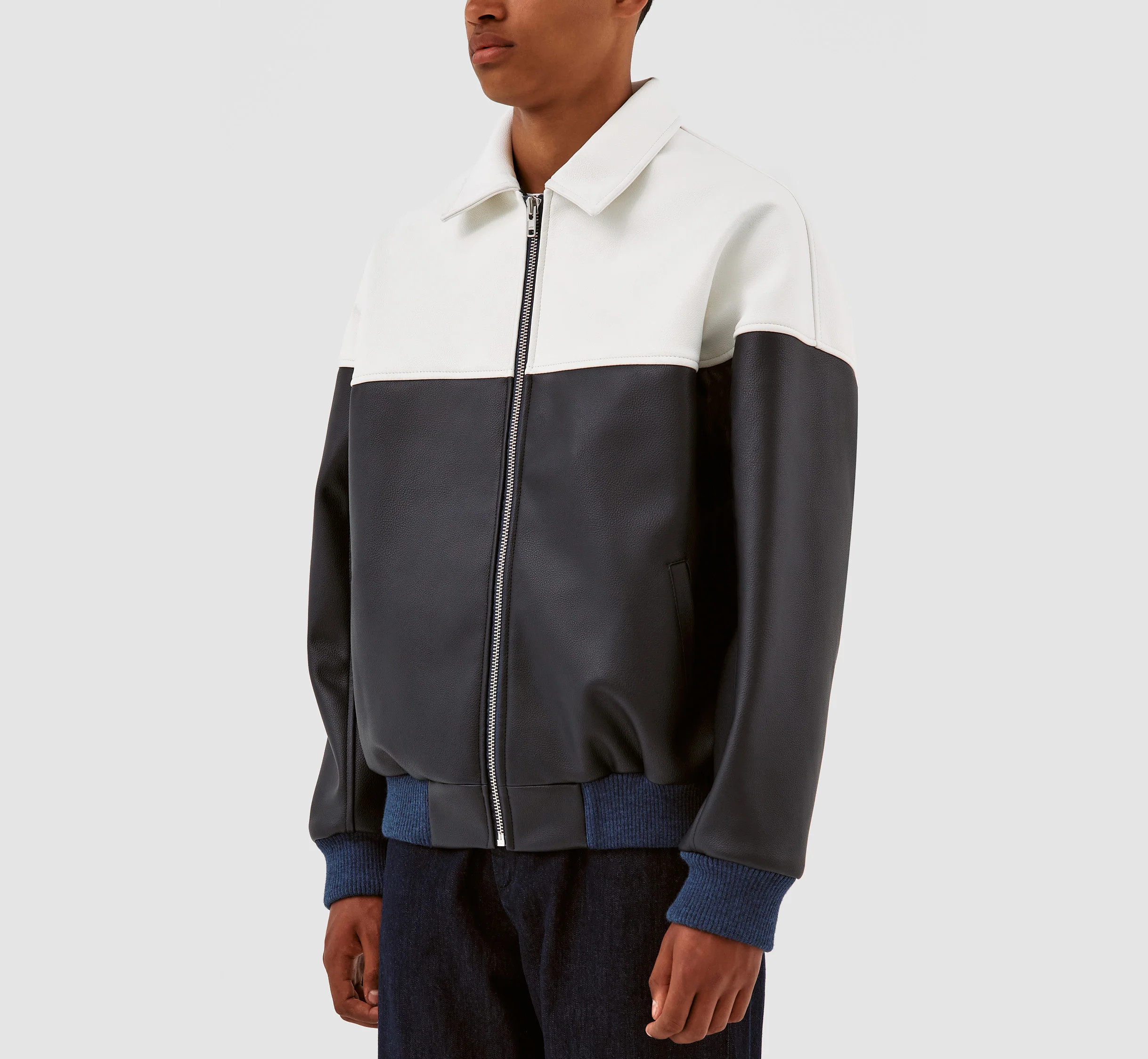 Jonah Colorblock Jacket - White/Navy - Image 7