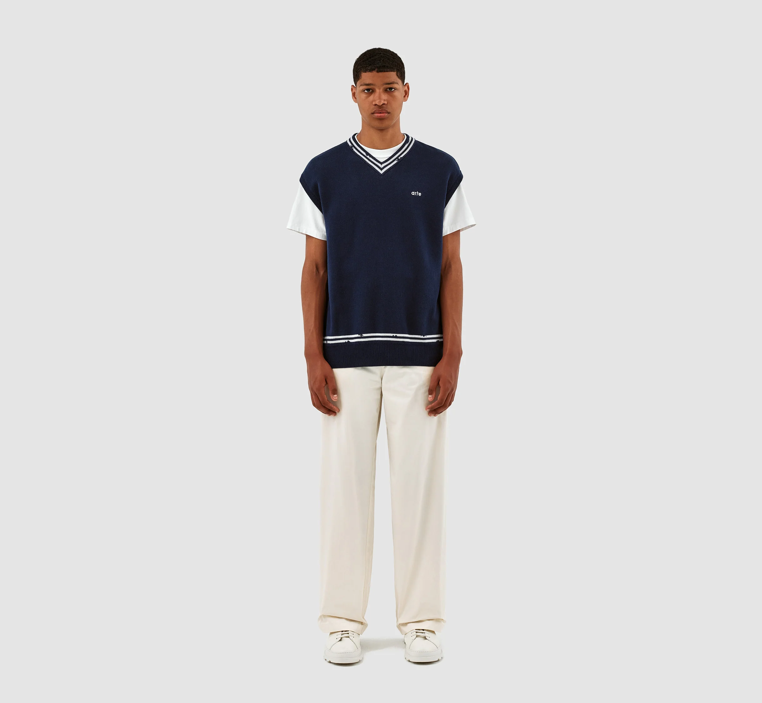 Karl Contrast Knit - Navy/White - Image 4