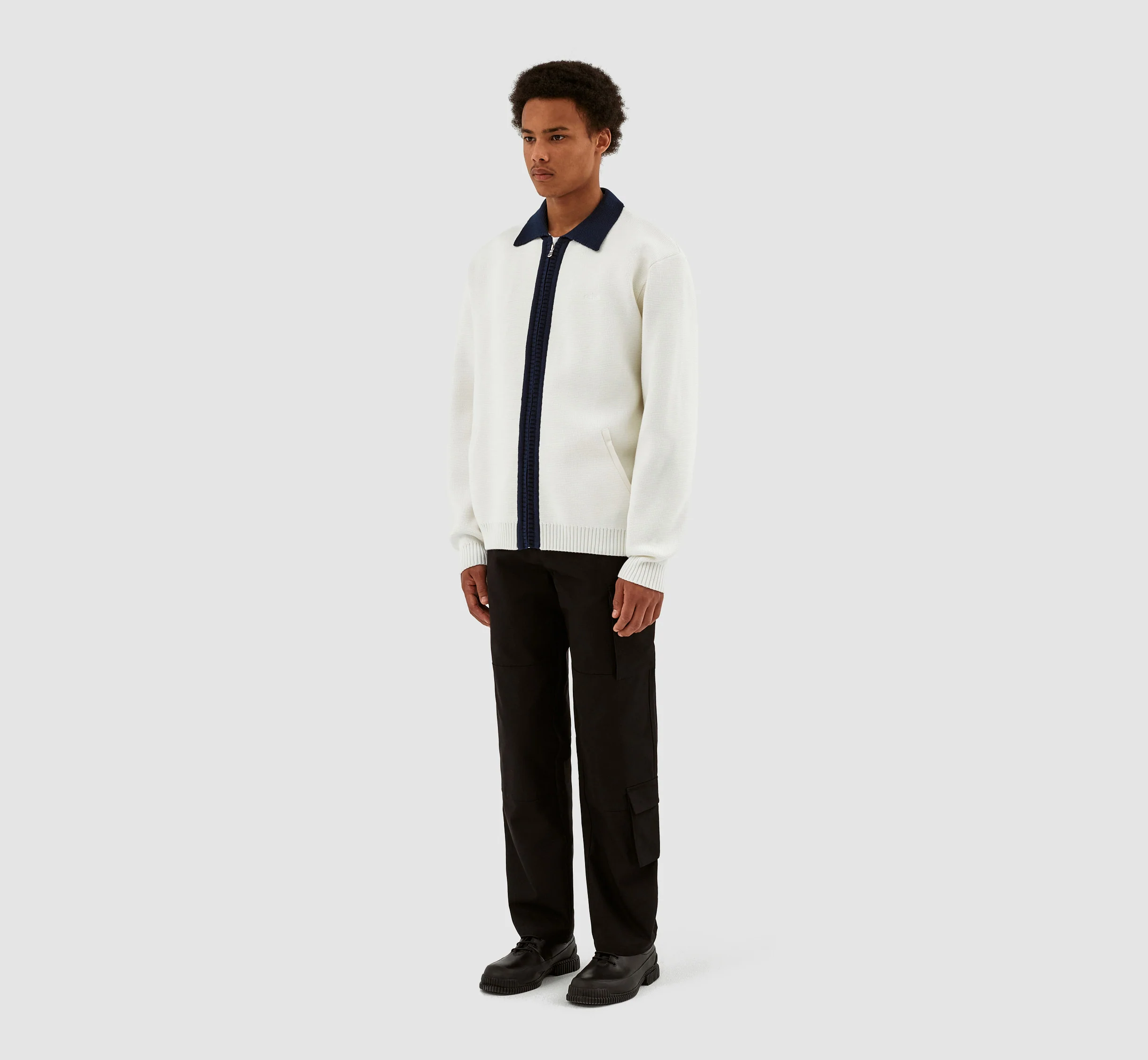 Keler Conrast Cardigan - White - Image 4