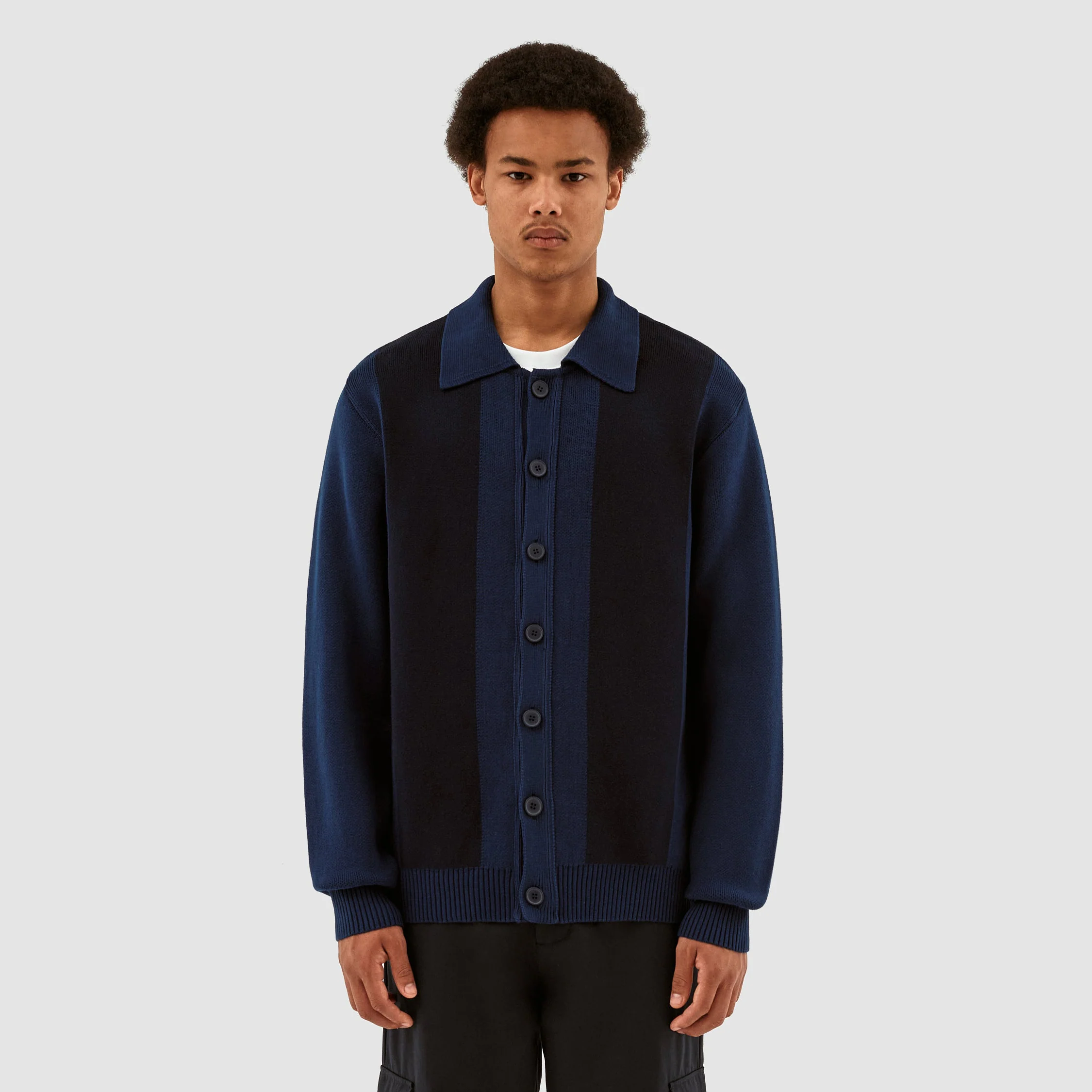 Keler Stripe Cardigan - Navy/Black