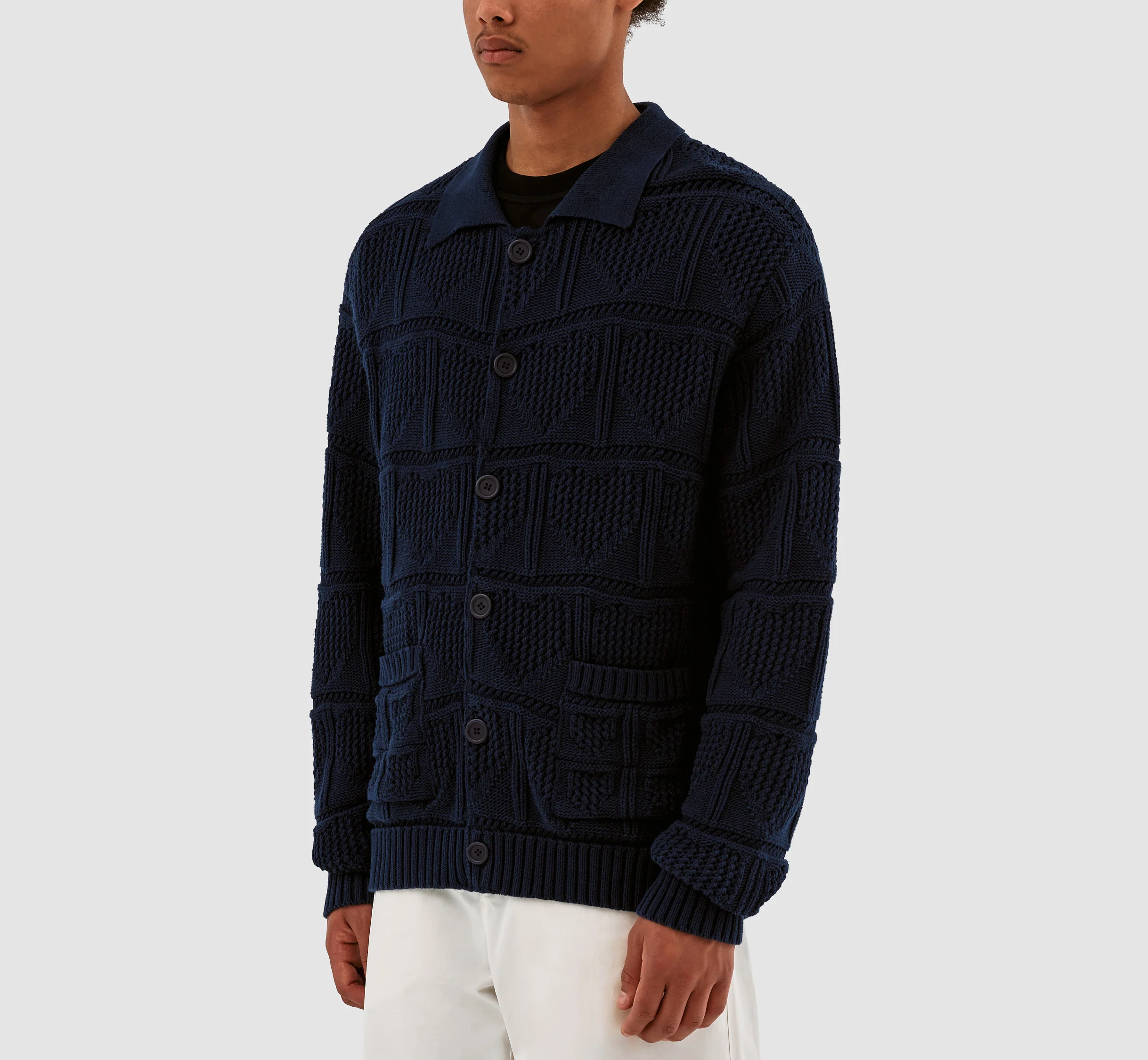Kyle Croche Cardigan - Navy - Image 4