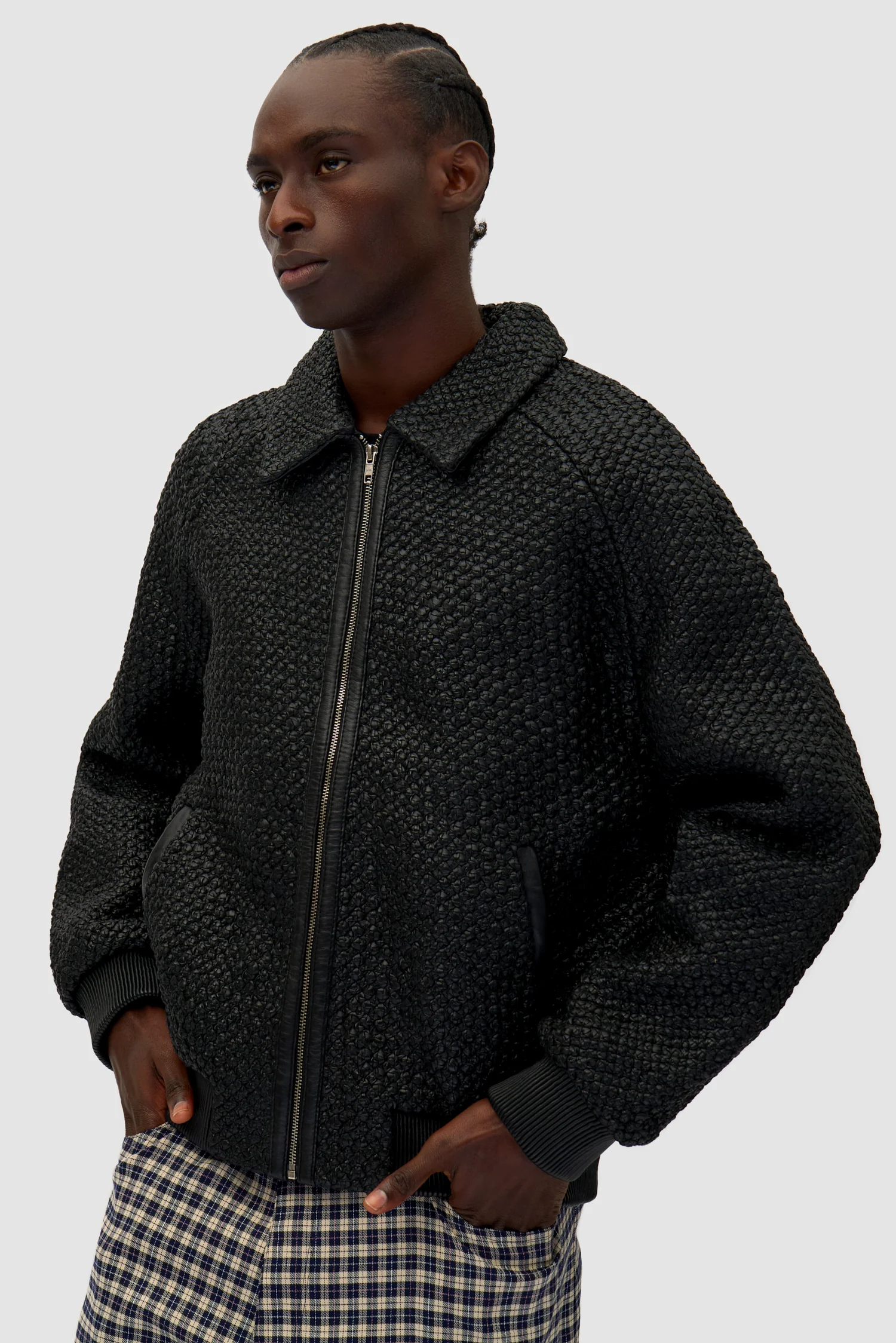 Leather Braided Jacket - Black - Image 7