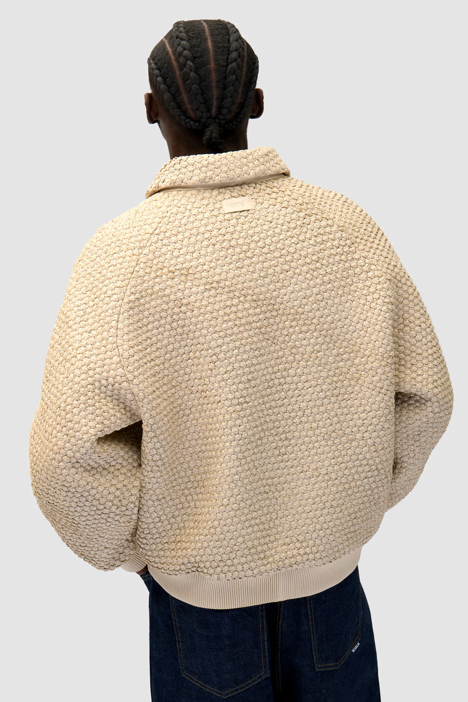 Leather Braided Jacket - Cream - Image 8
