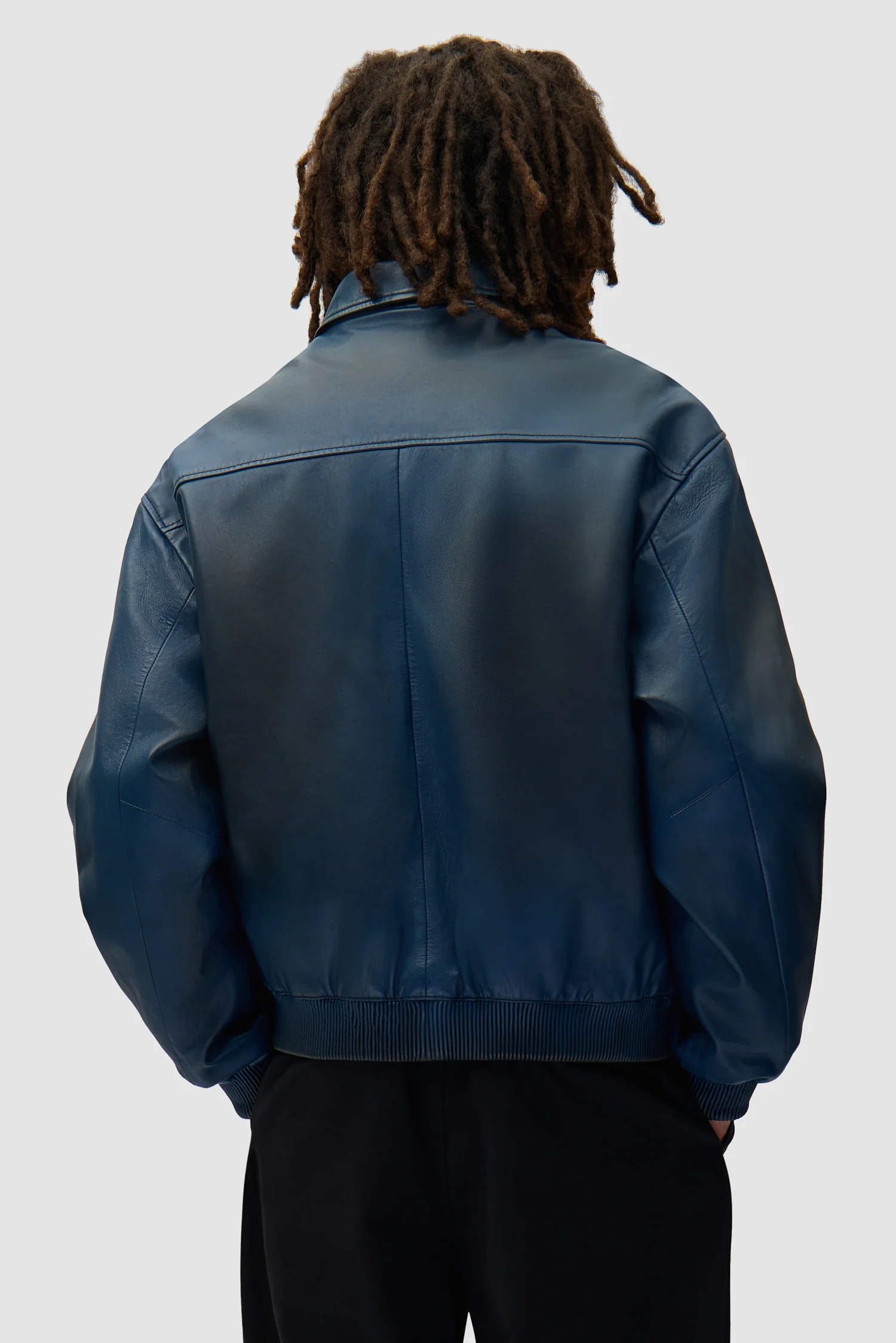 Leather Fade Jacket - Navy - Image 3