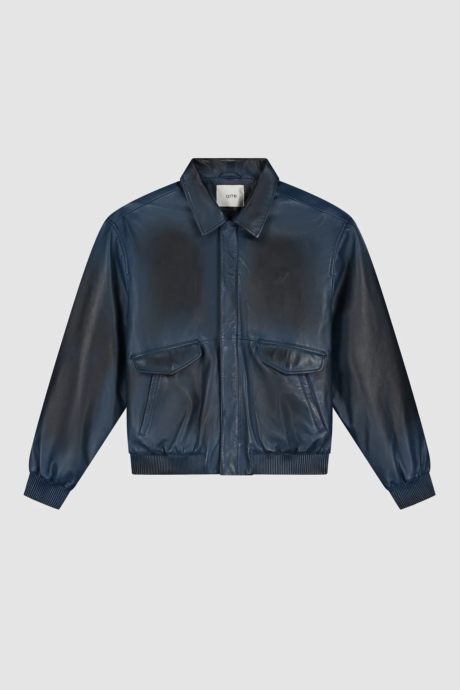 Leather Fade Jacket - Navy - Image 9