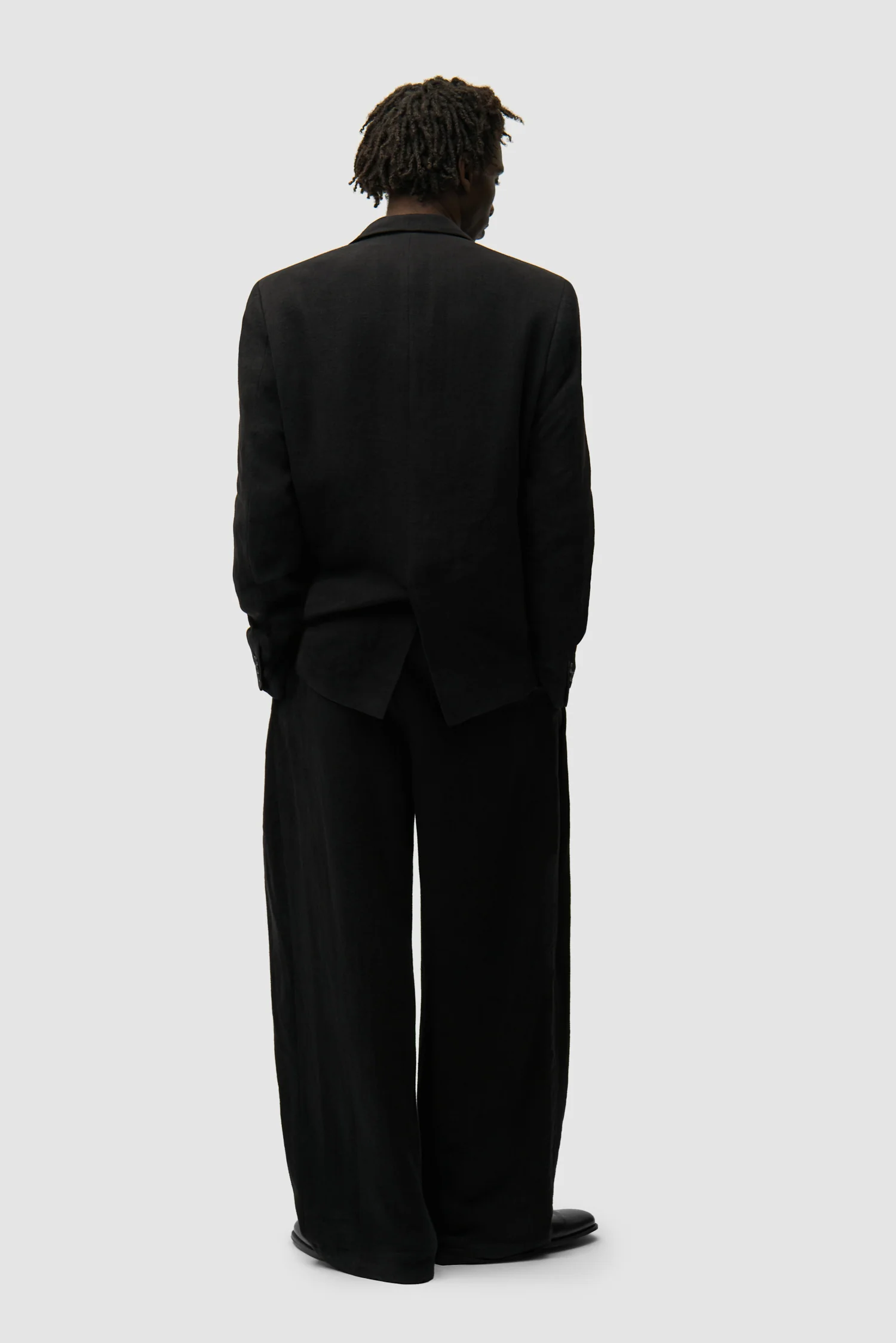 Linen Suit Jacket - Black - Image 6