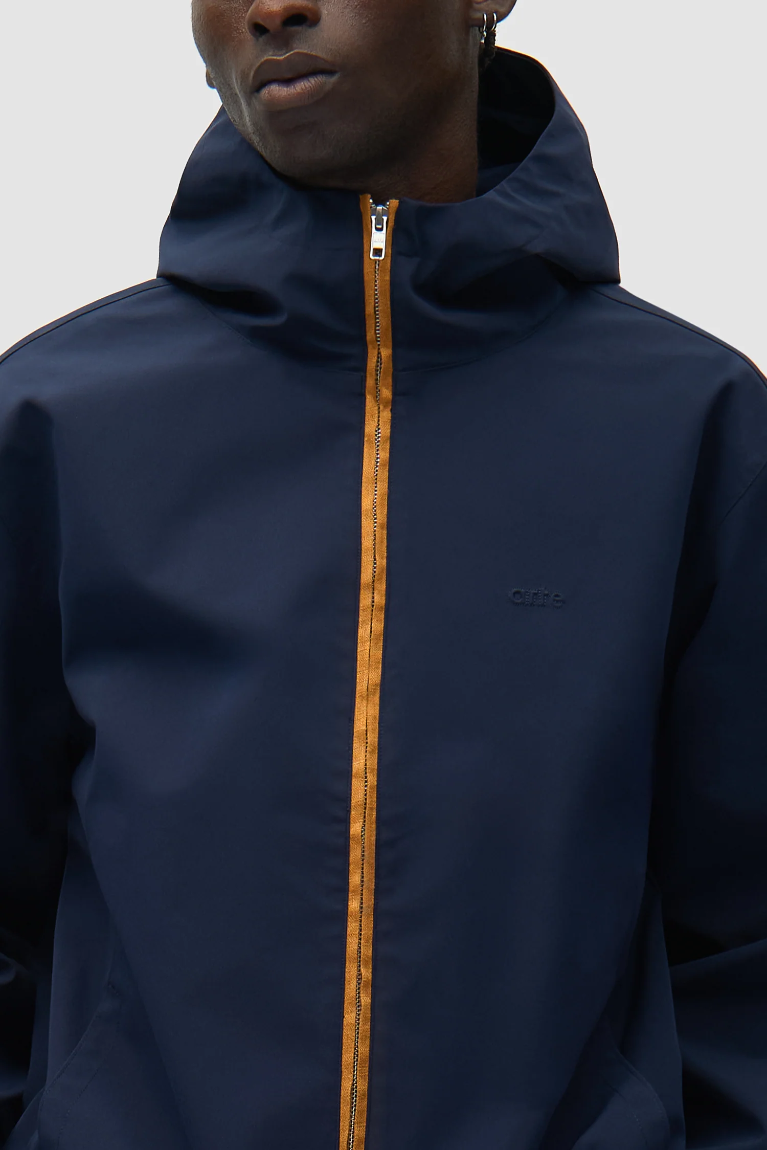 Linen Tape Hooded Jacket - Navy - Image 8