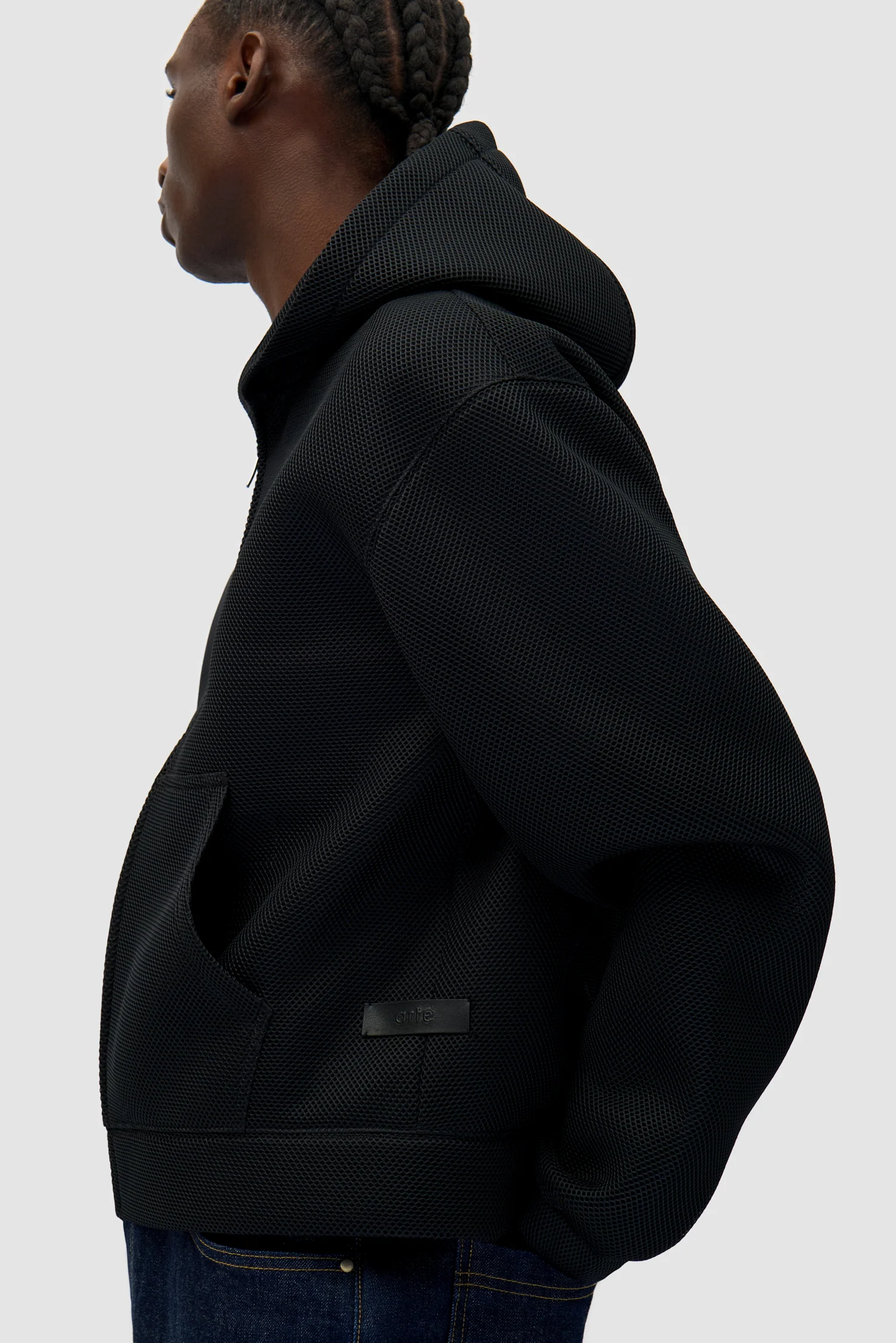 Mesh Hooded Jacket - Black - Image 7