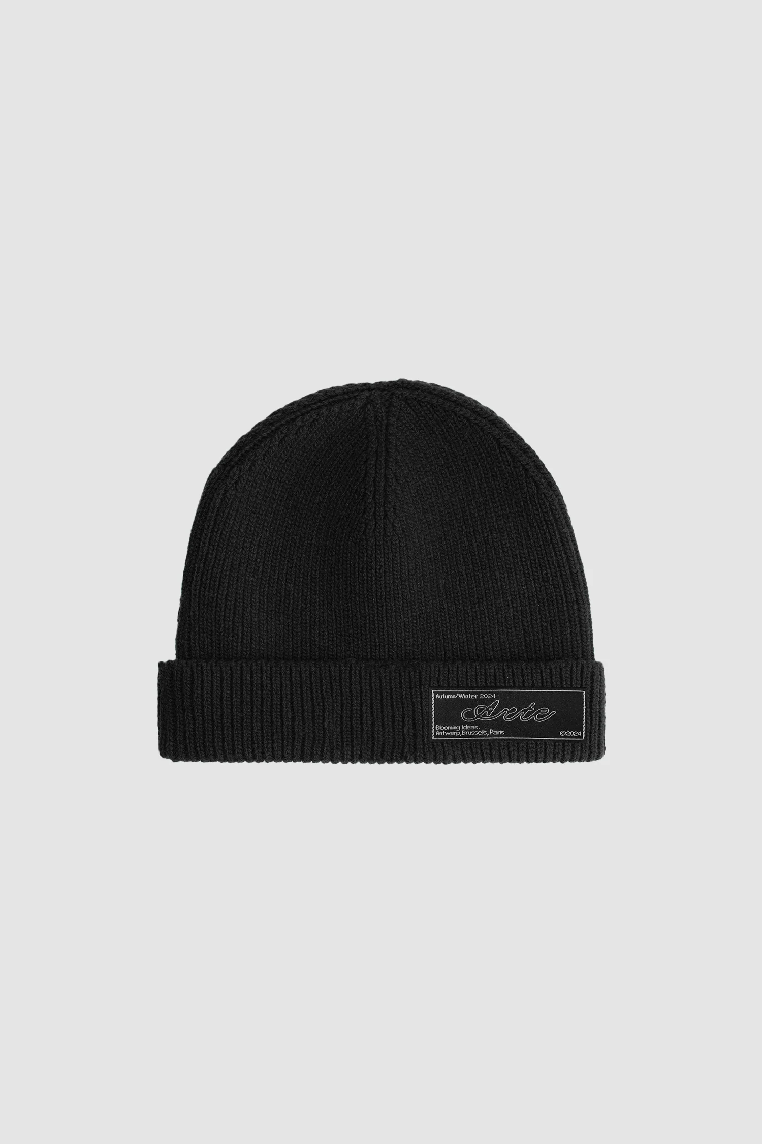 Woven Label Beanie - Black - Image 2