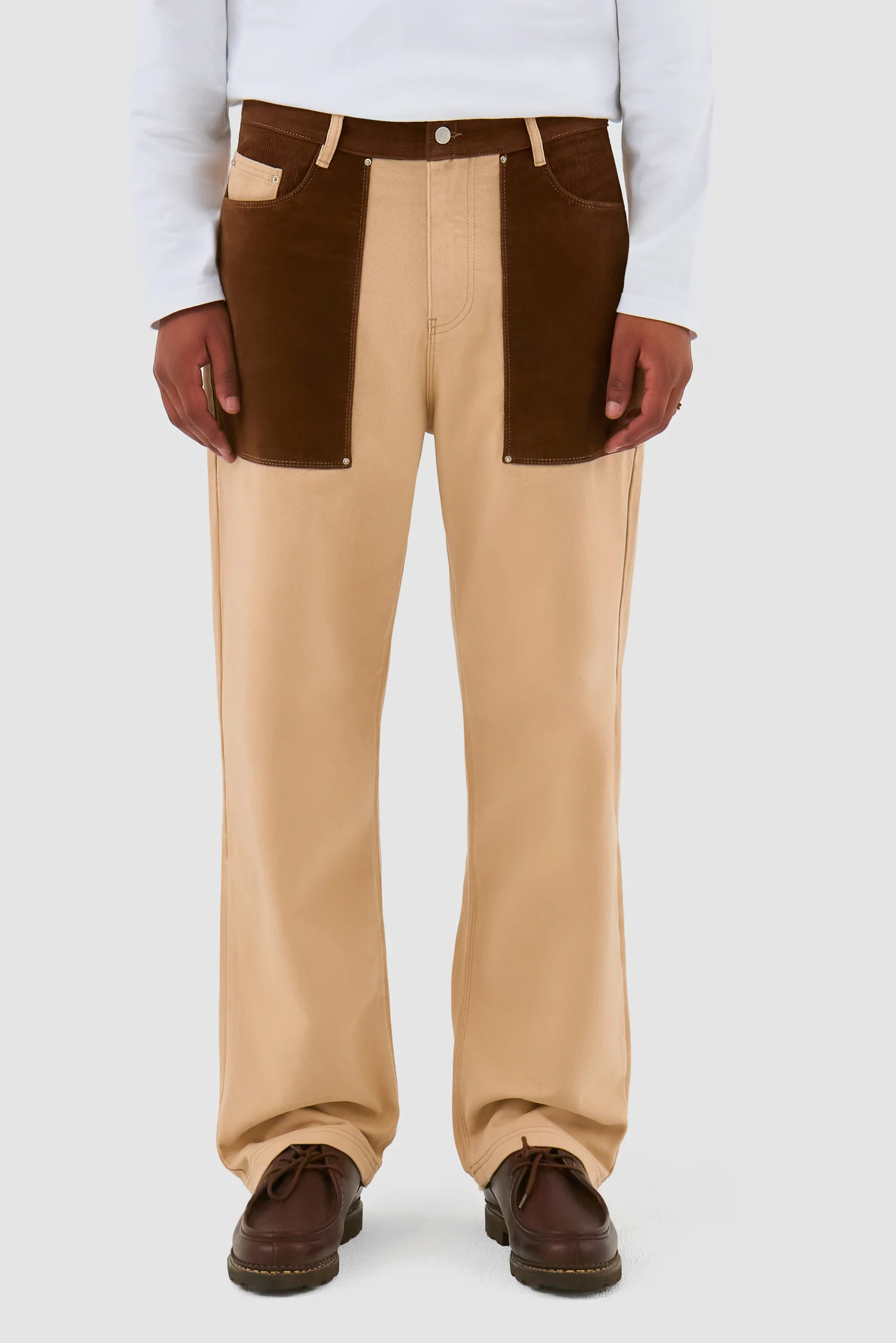 Multi Fabric Pants - Cream - Image 2