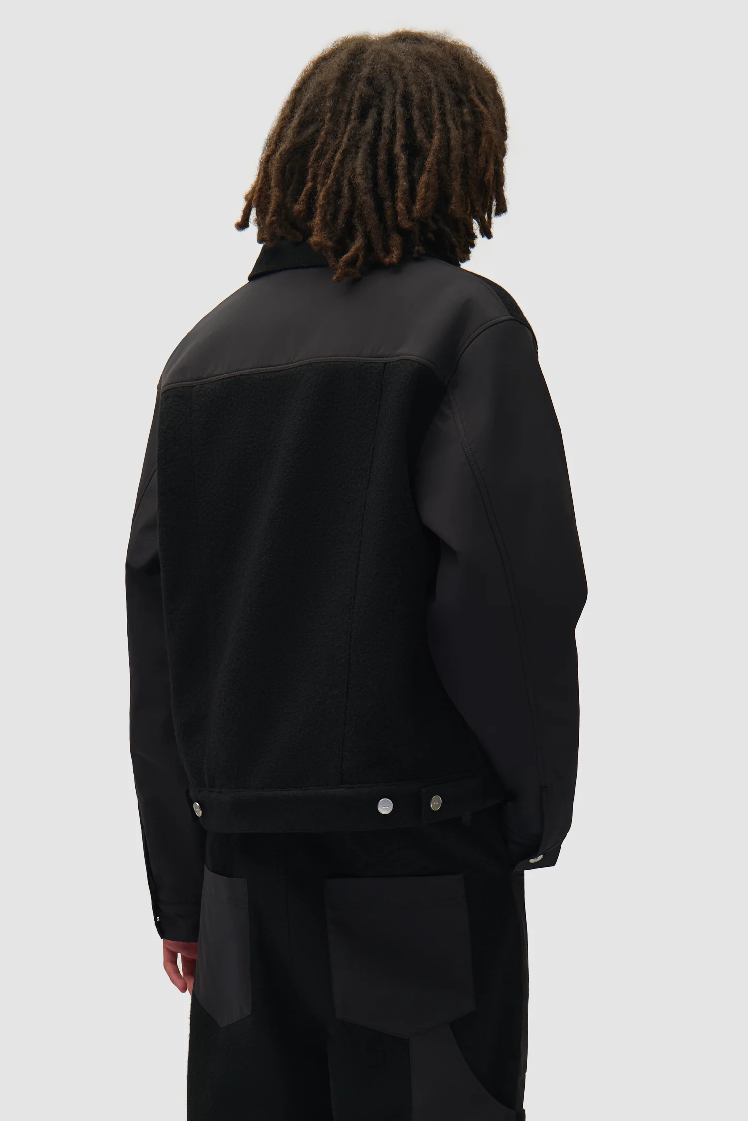 Nylon/Wool Combo Jacket - Black - Image 3