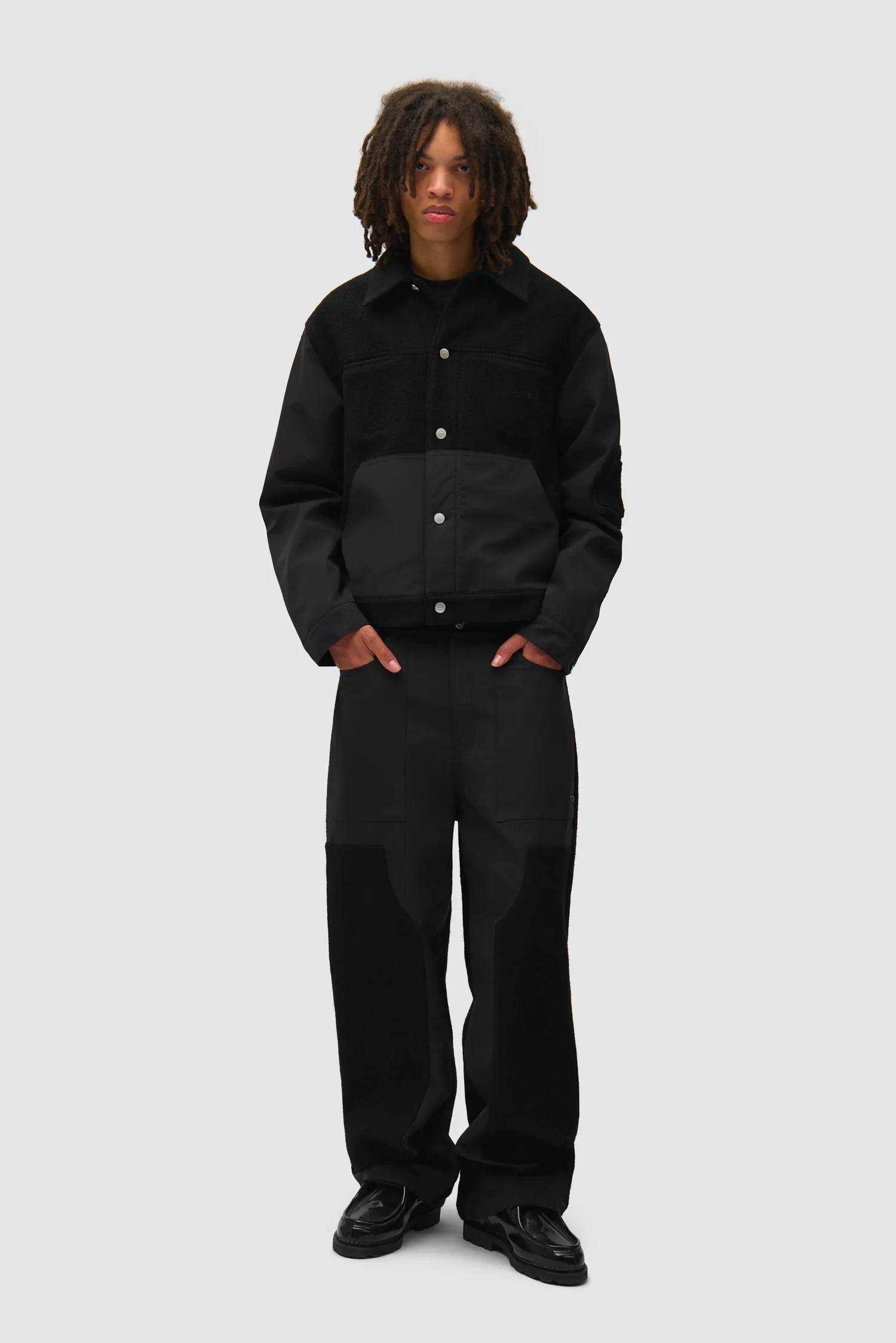 Nylon/Wool Combo Jacket - Black - Image 5