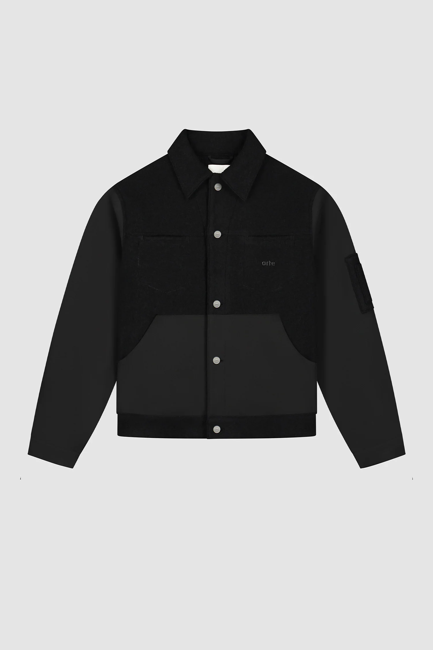 Nylon/Wool Combo Jacket - Black - Image 8