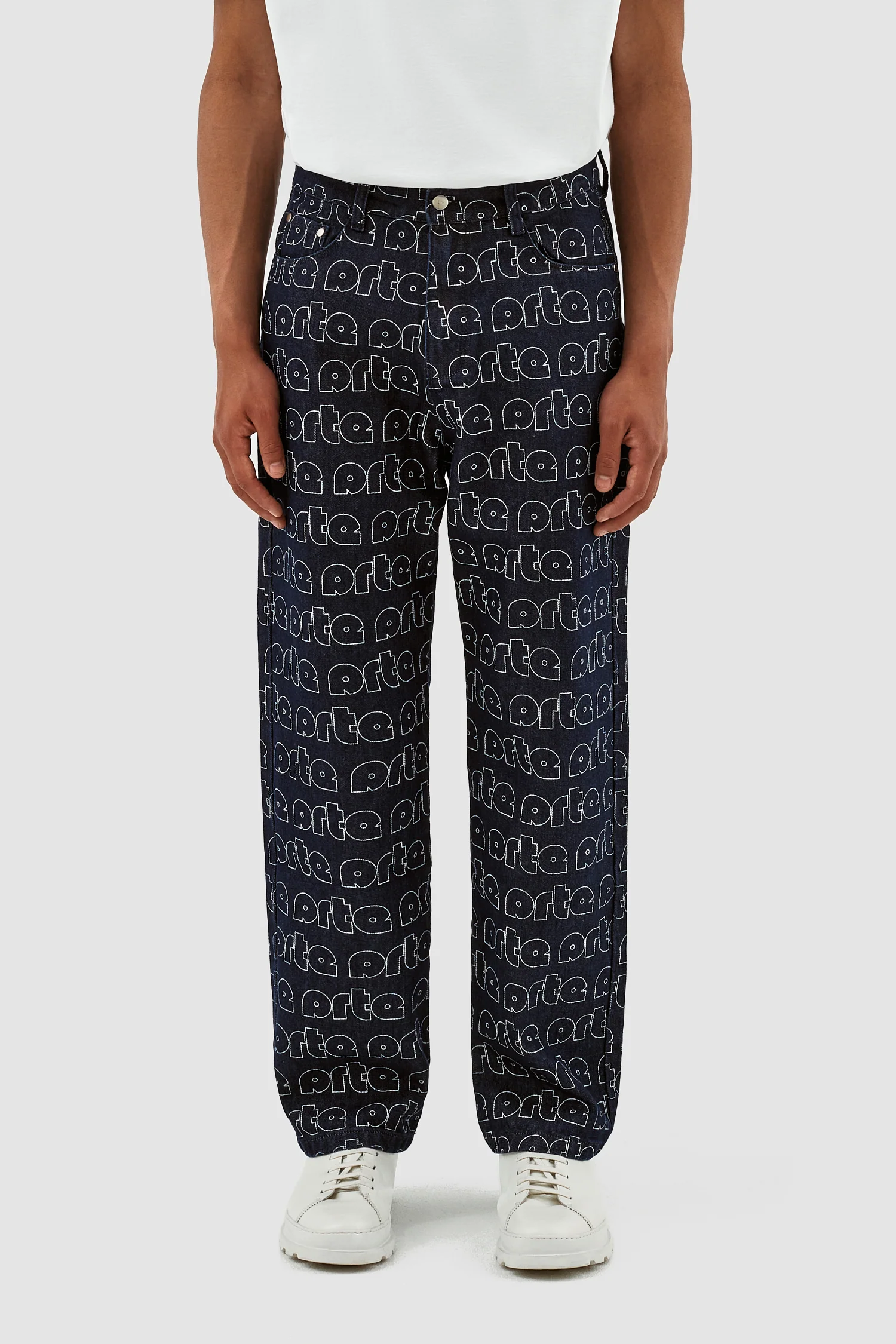 Paul Allover Logo Pants - Blue/White - Image 2