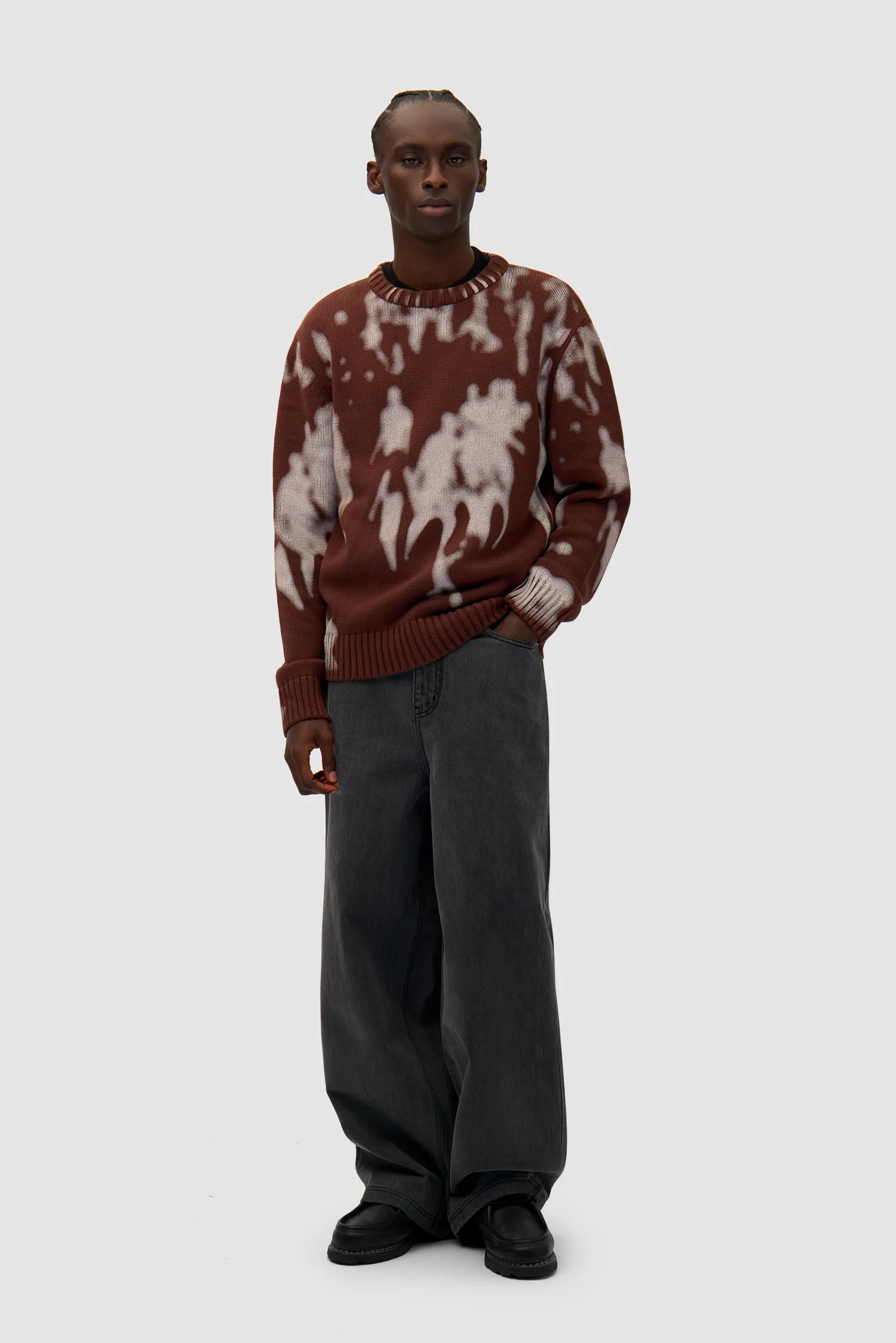 People Knit Sweater - Brown/Cream - Image 4