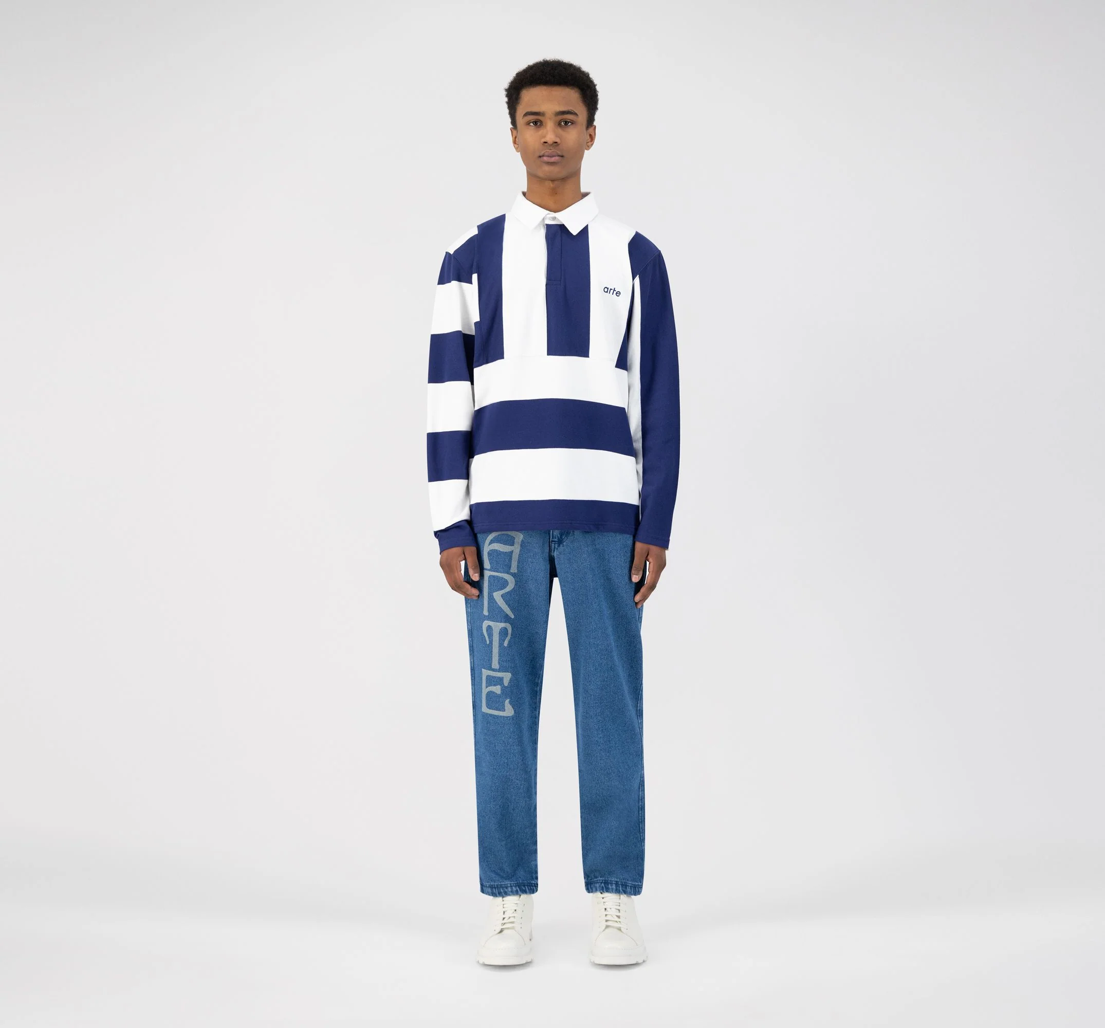 Peter Stripes Polo - White/Blue - Image 4