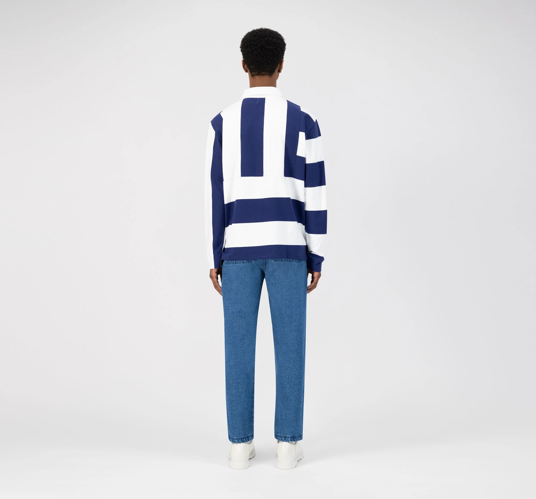 Peter Stripes Polo - White/Blue - Image 5