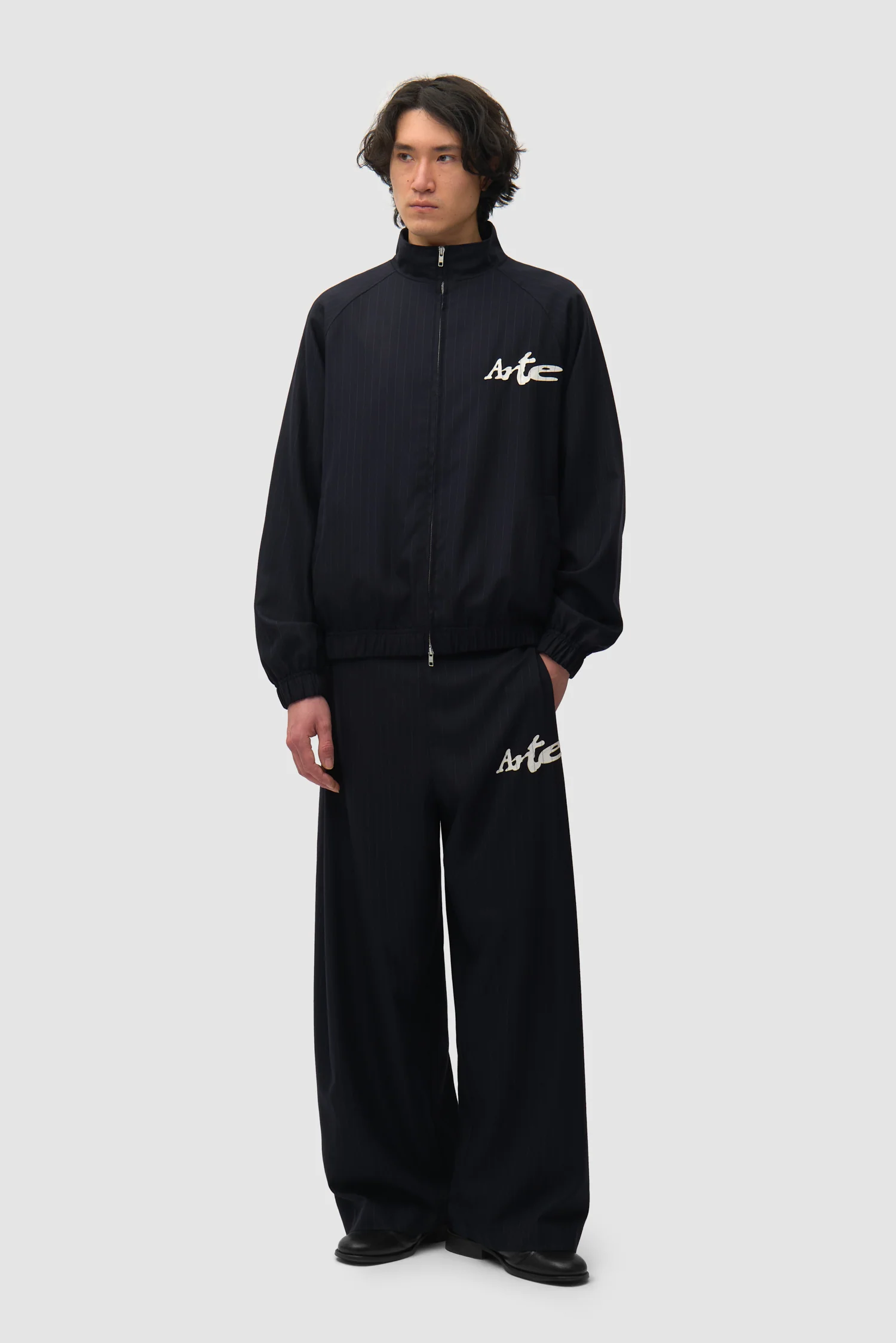 Pinstripe Tracksuit Pants - Black - Image 6