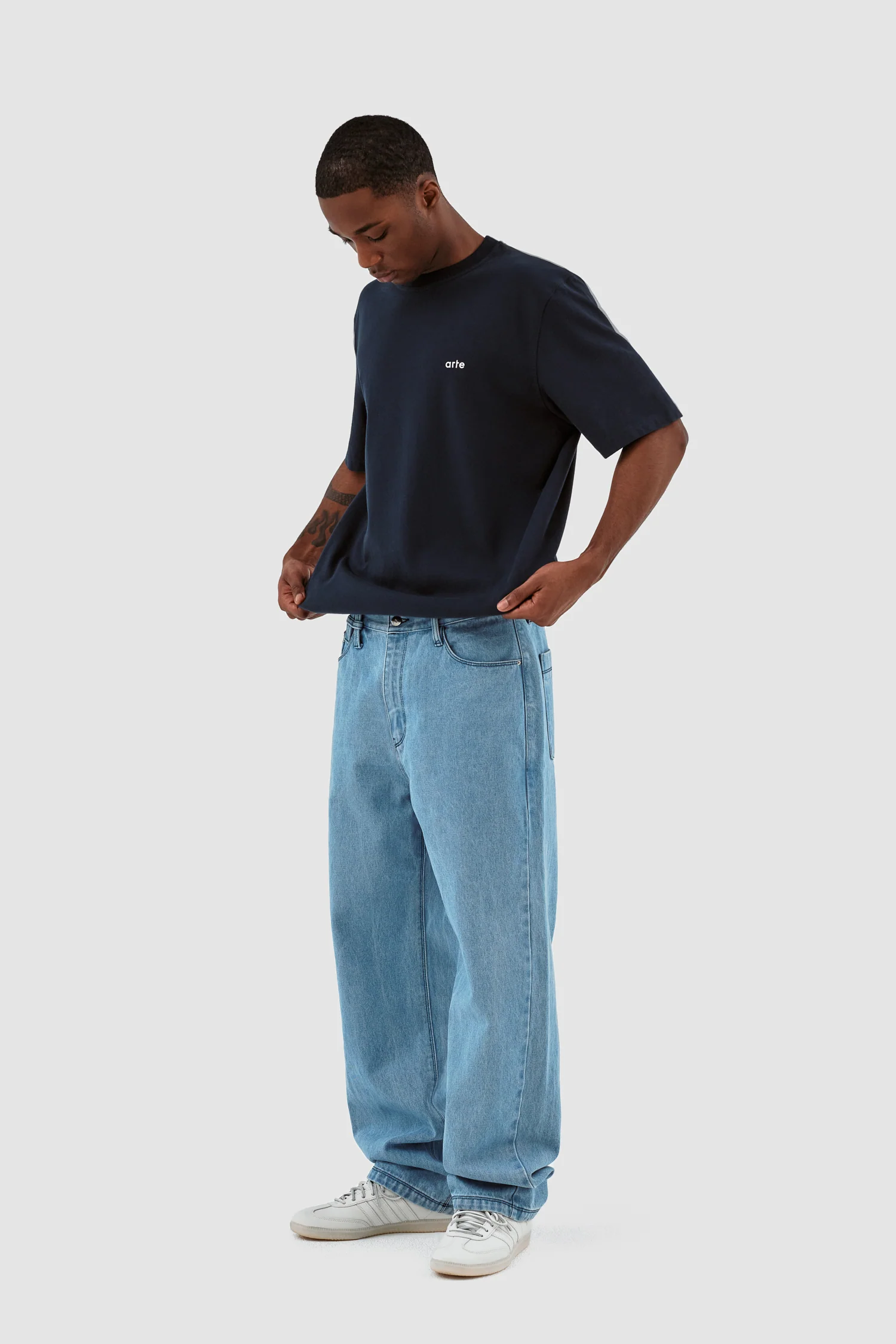 Poage Belt Detail Pants - Denim Bleach - Image 5
