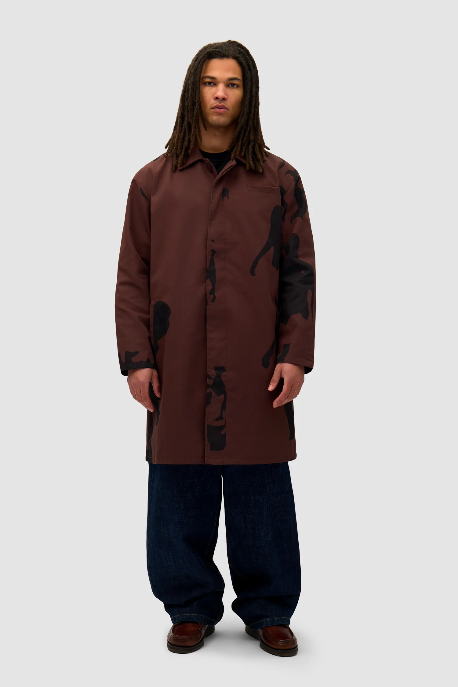 Printed People Brown Coat - Brown/Black - Image 4