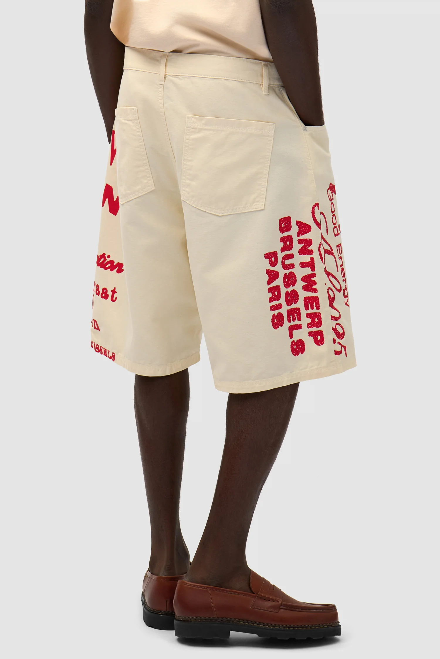 Red Print Shorts - Cream - Image 4