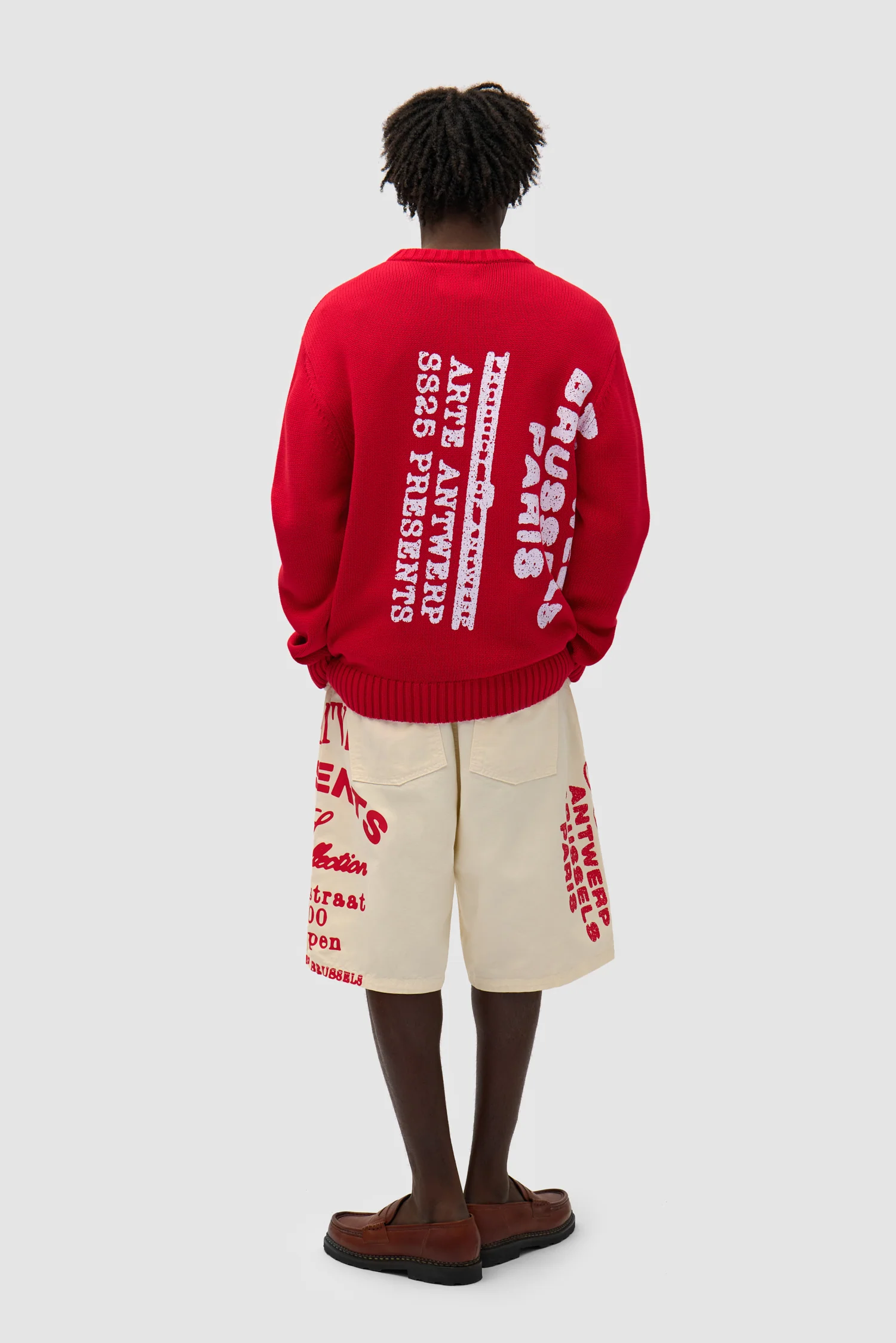 Red Print Shorts - Cream - Image 7