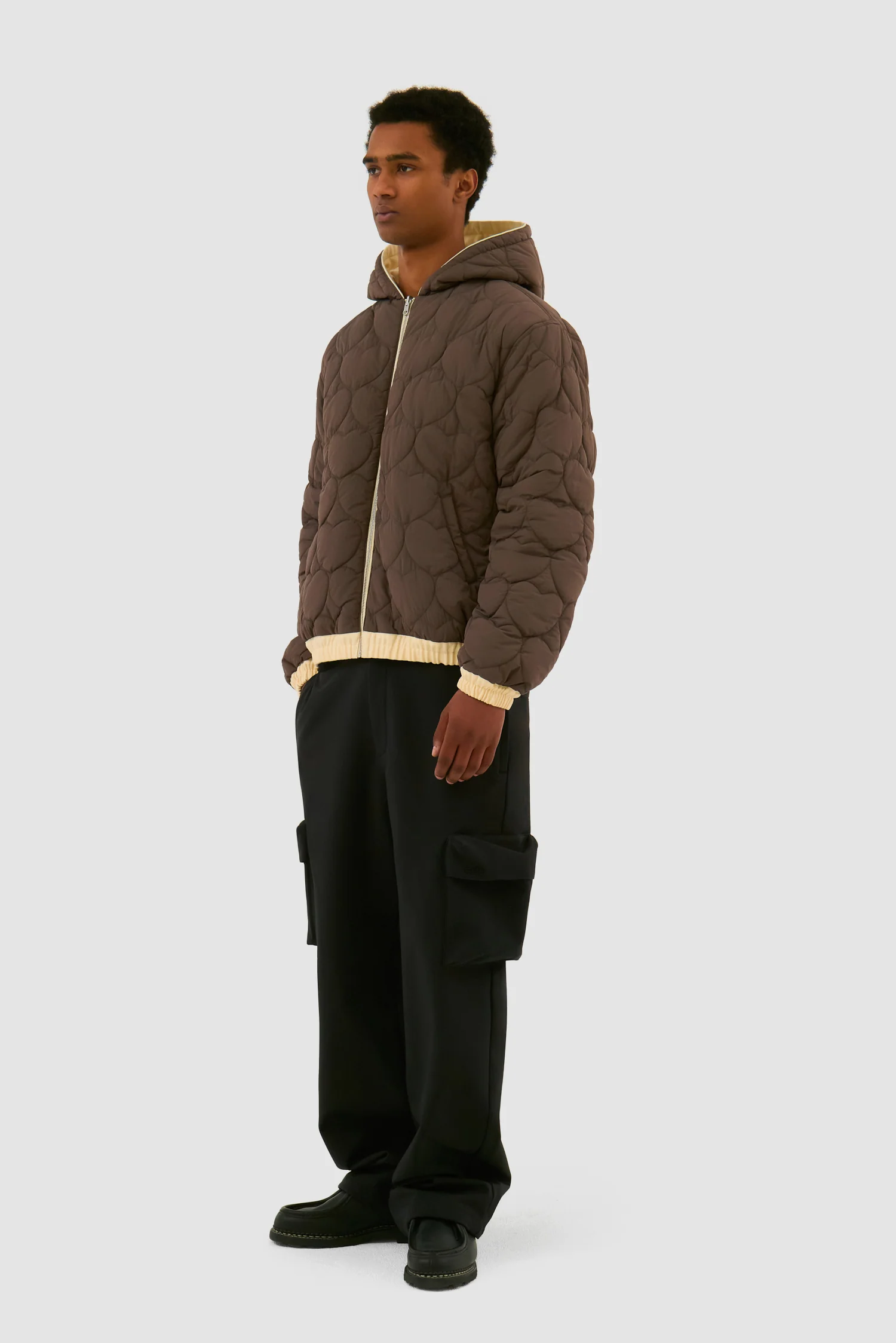 Reversible Hooded Jacket - Cream - Image 11
