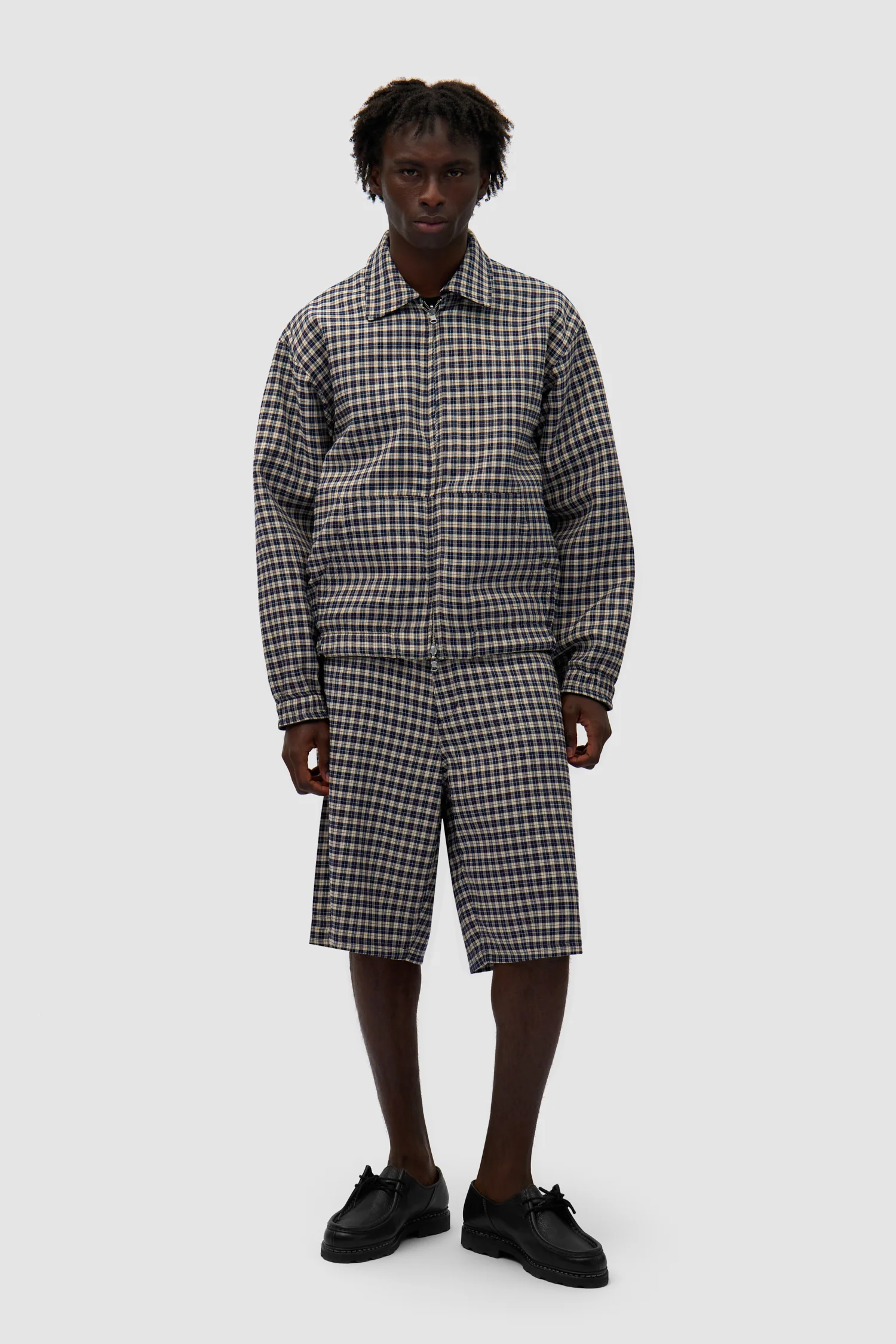 Reversible Plaid Leather Jacket - Black/Plaid - Image 10