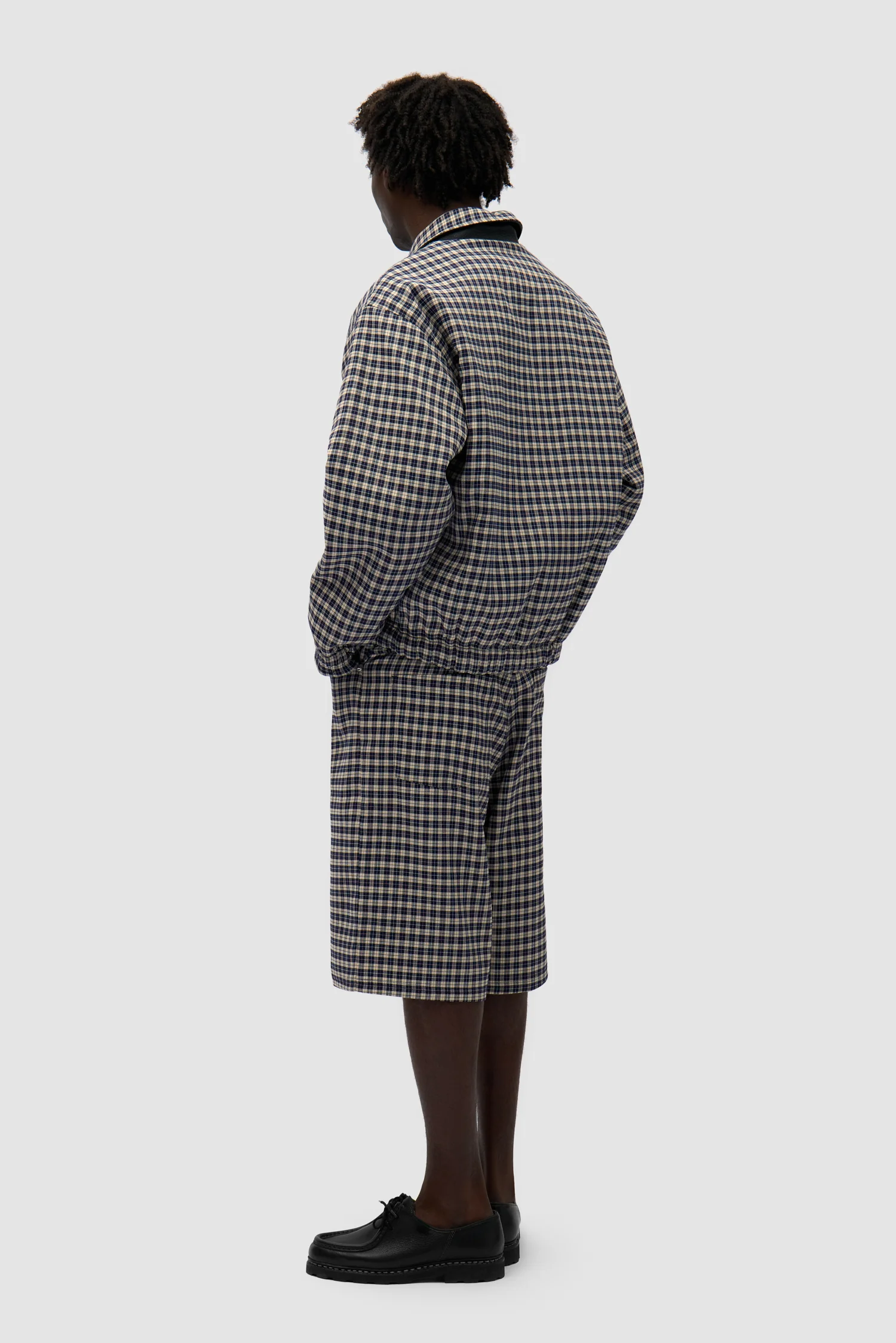 Reversible Plaid Leather Jacket - Black/Plaid - Image 12