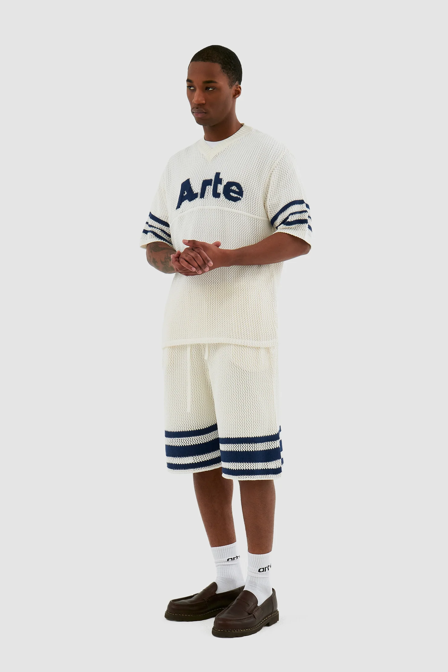 Shane Knit Stripe Short - White - Image 5