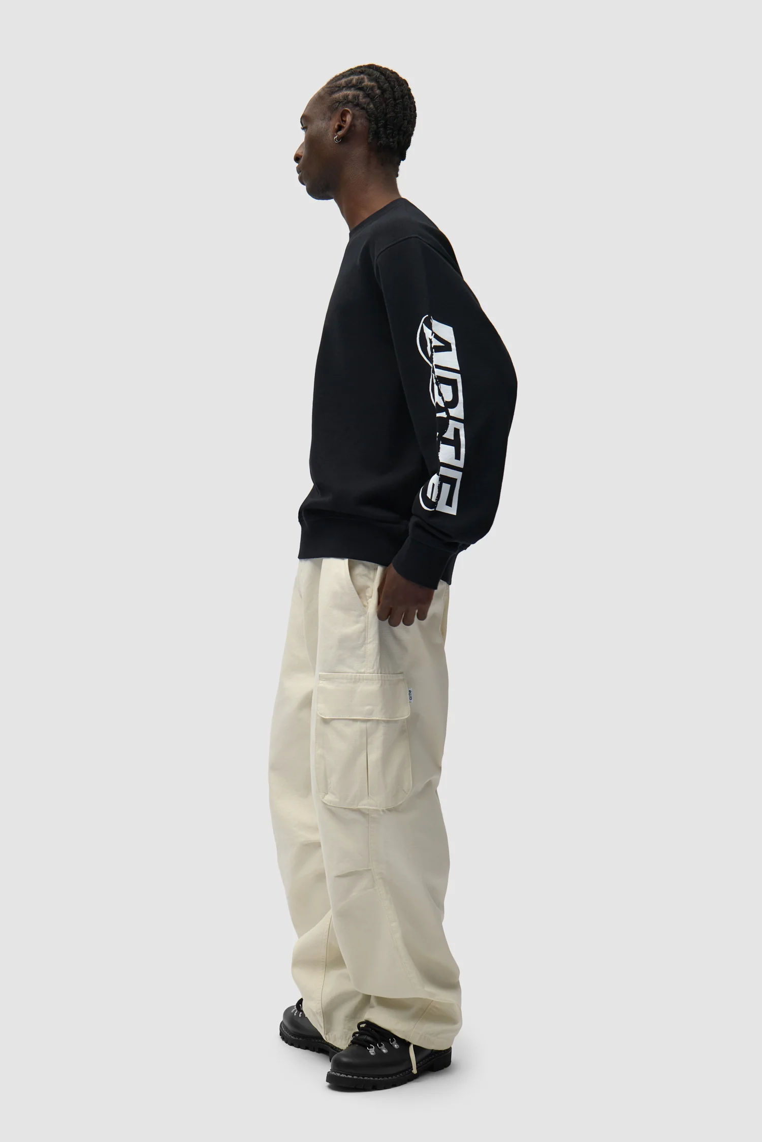 Sleeve Print Crewneck - Black - Image 5