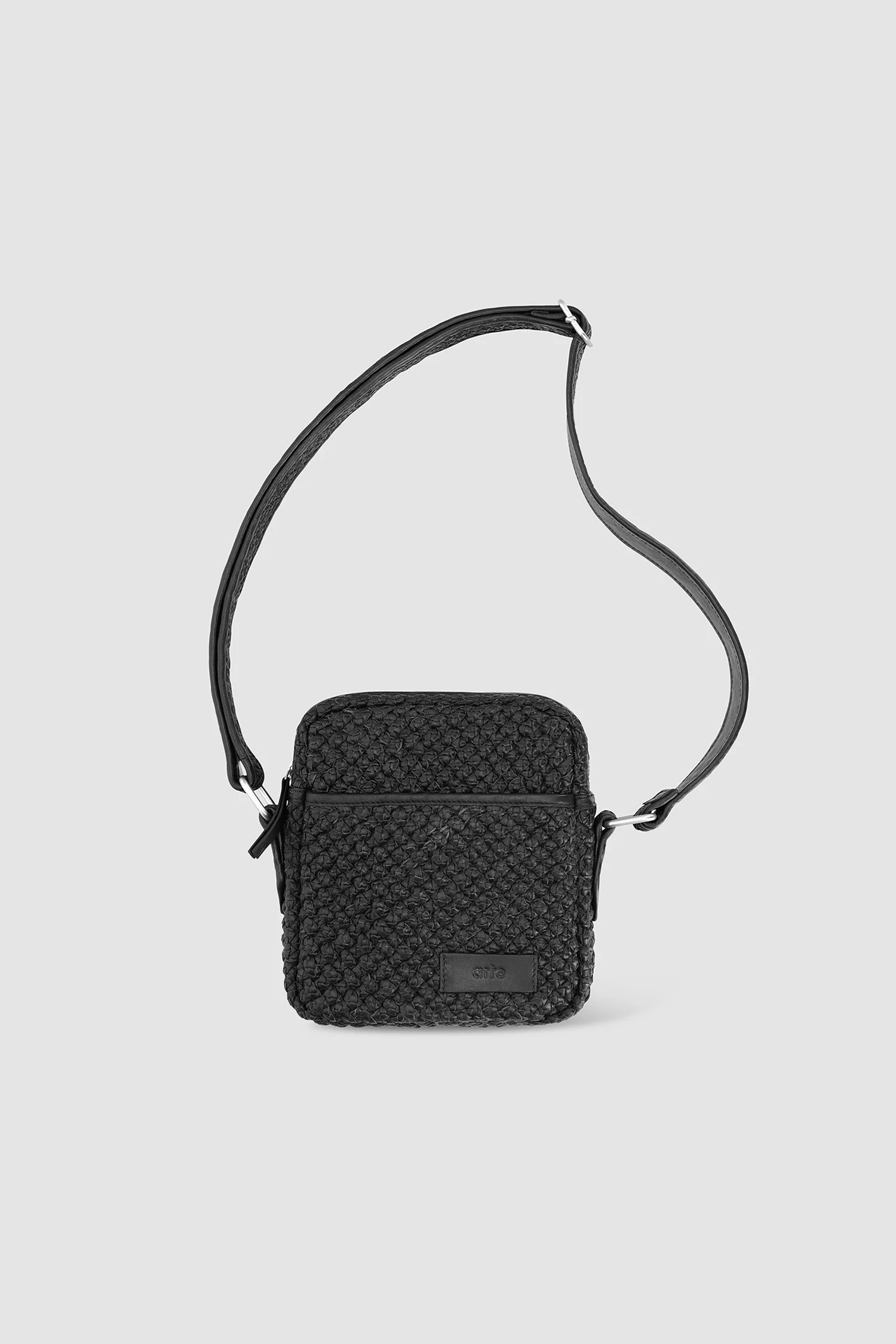 Small Braided Leather Bag - Black - Image 2