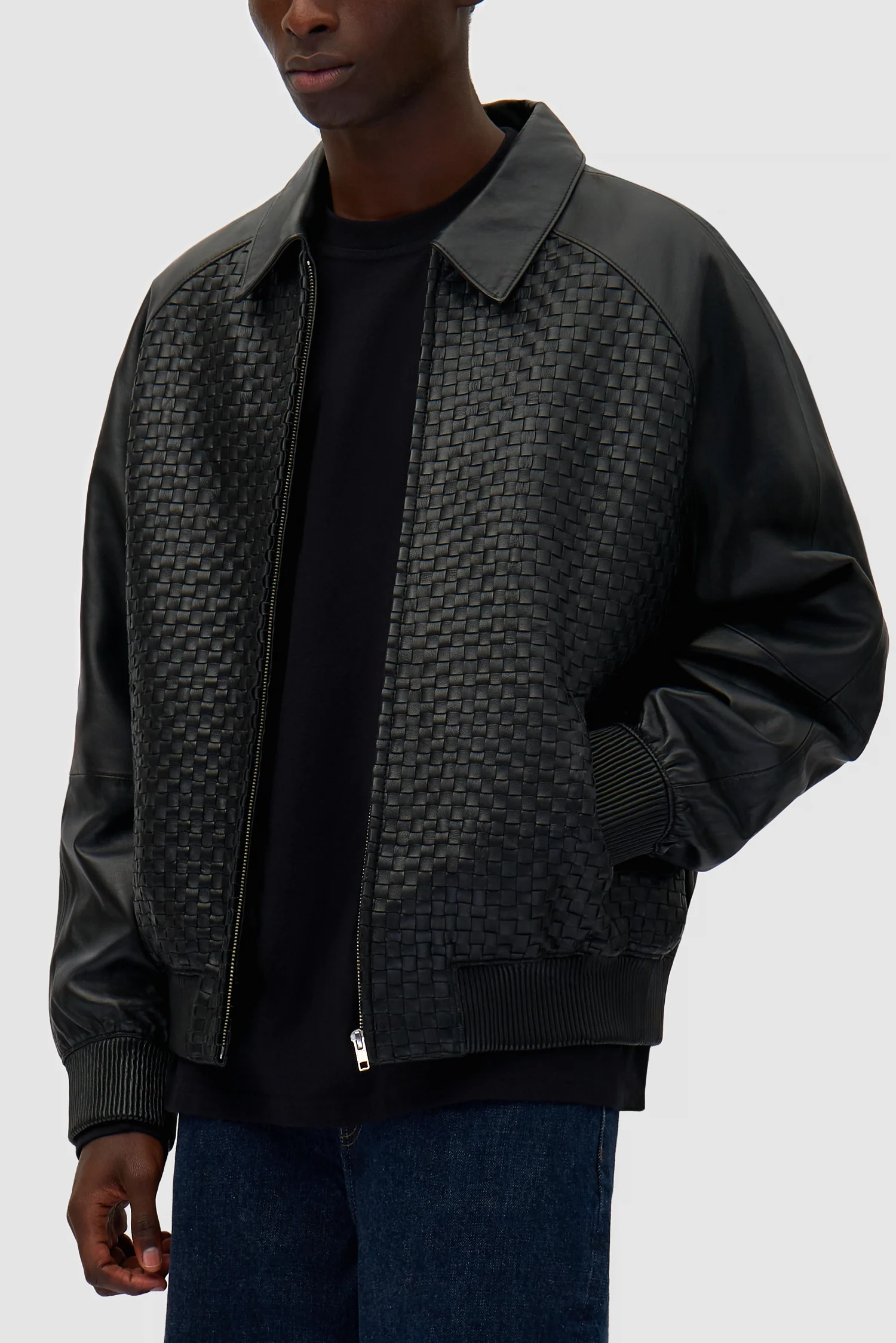 Square Leather Jacket - Black - Image 7
