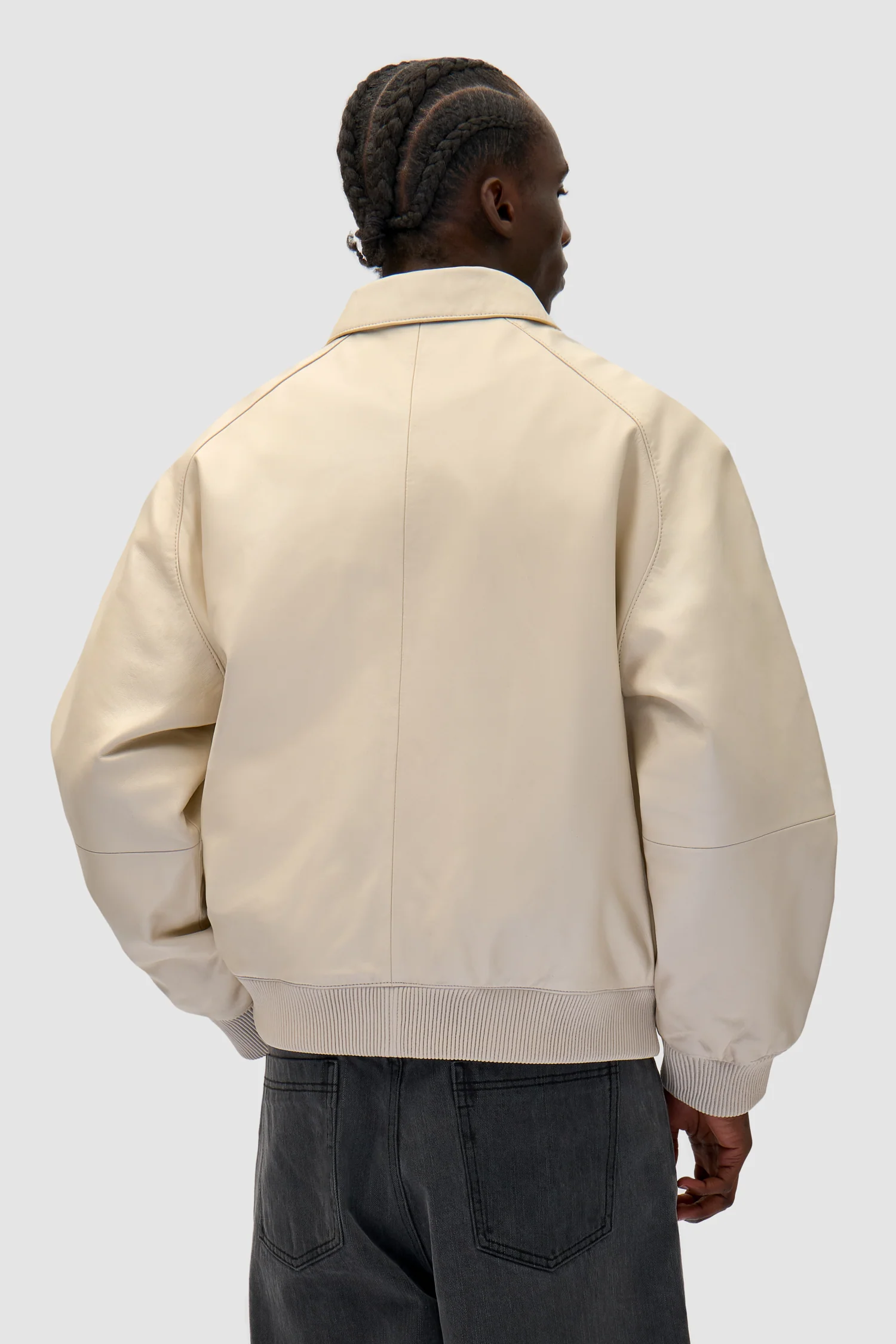 Square Leather Jacket - Cream - Image 3
