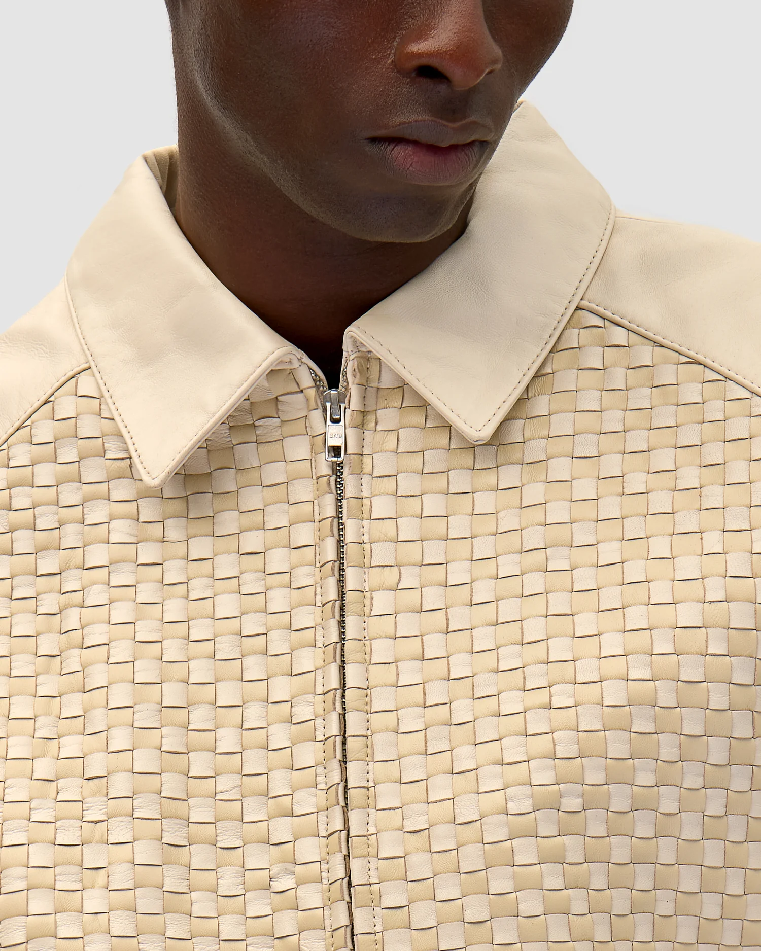 Square Leather Jacket - Cream - Image 8