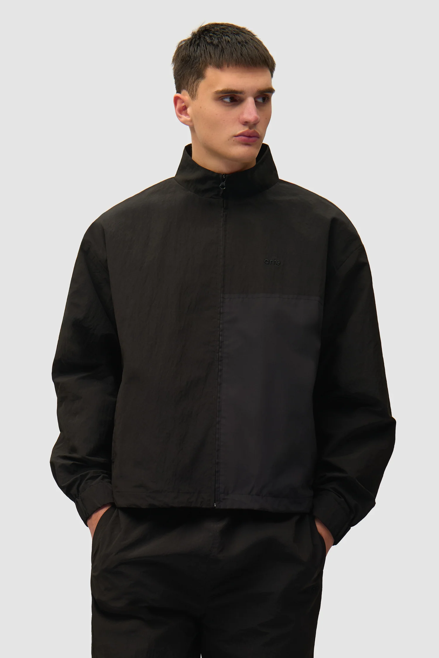 Squared Track Jacket - Black - Image 2
